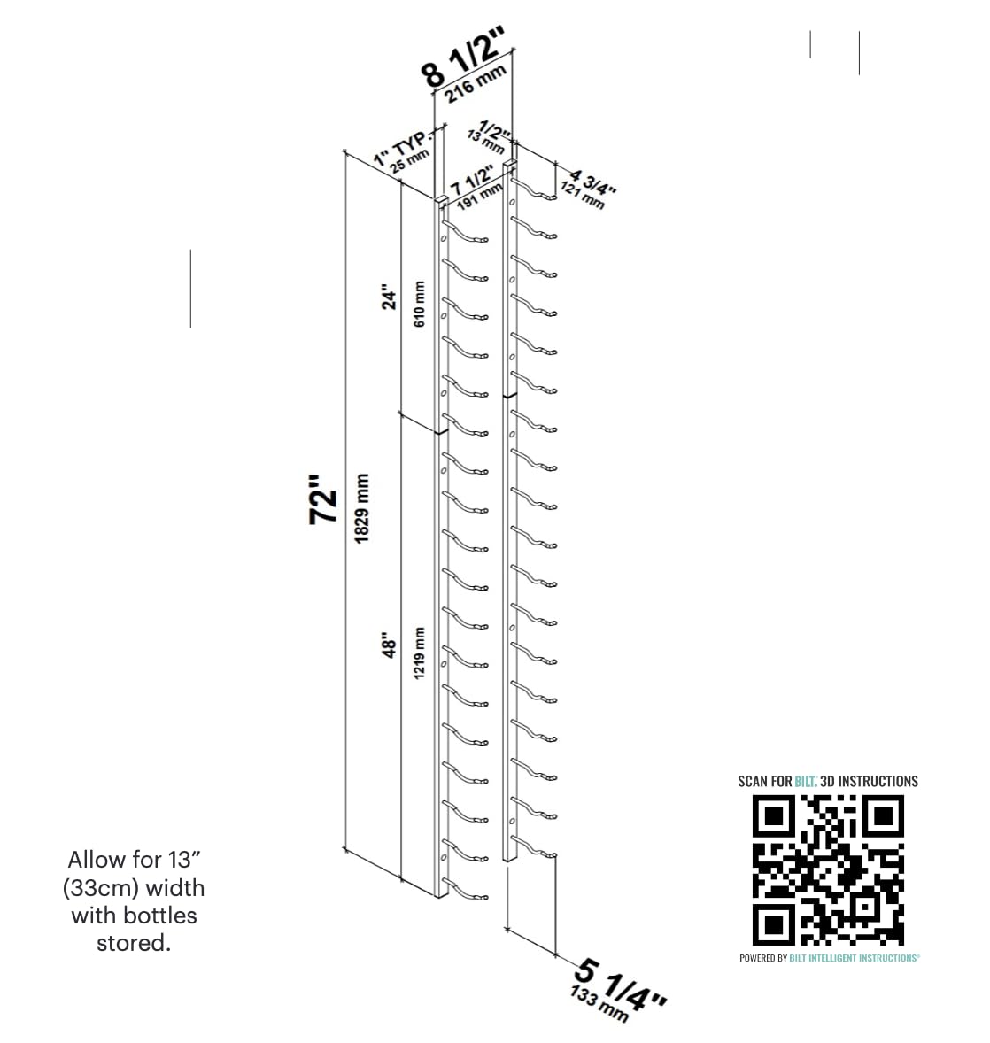 W Series Pro 6-Bottle Wall Mounted Wine Rack - Modern Metal Wine Storage with 18-Bottle Capacity (Matte Black) - Perfect for Kitchens, Dining Rooms & Small Spaces