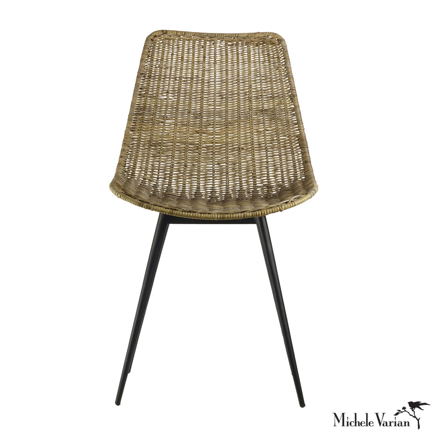 Rattan Slipper Dining Chair - Comfortable Woven Wicker Seat with Cushion - Perfect for Patio, Dining Room, Kitchen, and Outdoor Entertaining