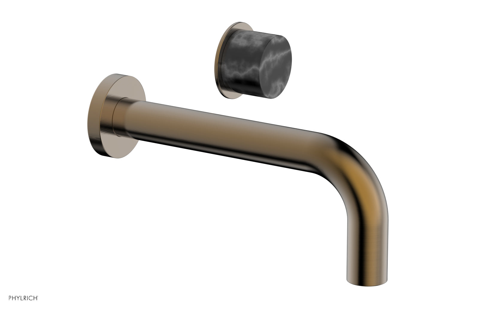 Premium Single Handle Wall Mount Lavatory Faucet - Black Marble Handle (Model 230-17) for Bathroom Sink & Powder Room Upgrade