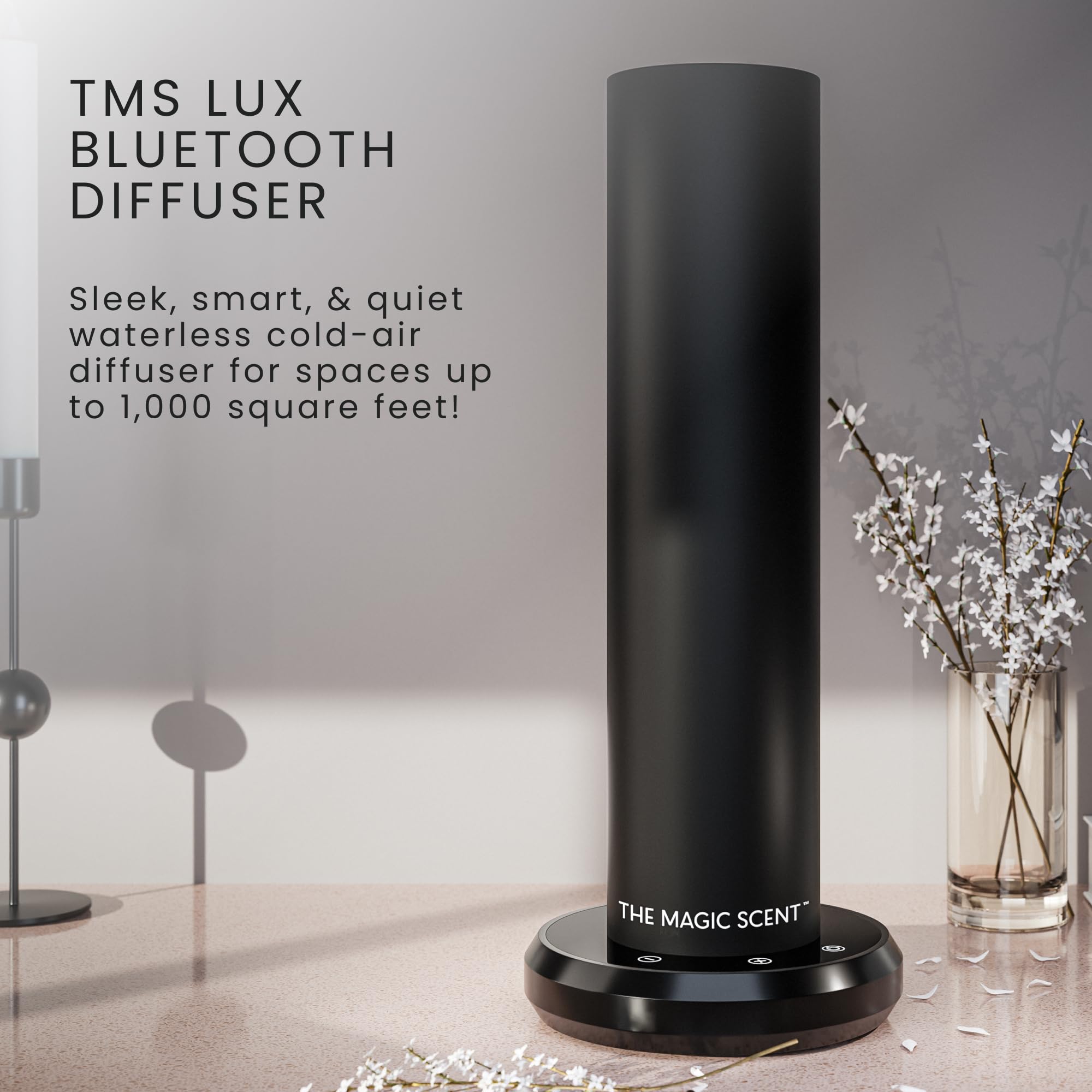 Premium Bluetooth Essential Oil Diffuser - Smart Ultra-Quiet Aromatherapy Device for Home, Office & Hotel - Waterless Cold-Air Technology with Programmable Timer - Includes Free Aroma Oils (Perfect for Relaxation, Yoga, Spa & Sleep Therapy)