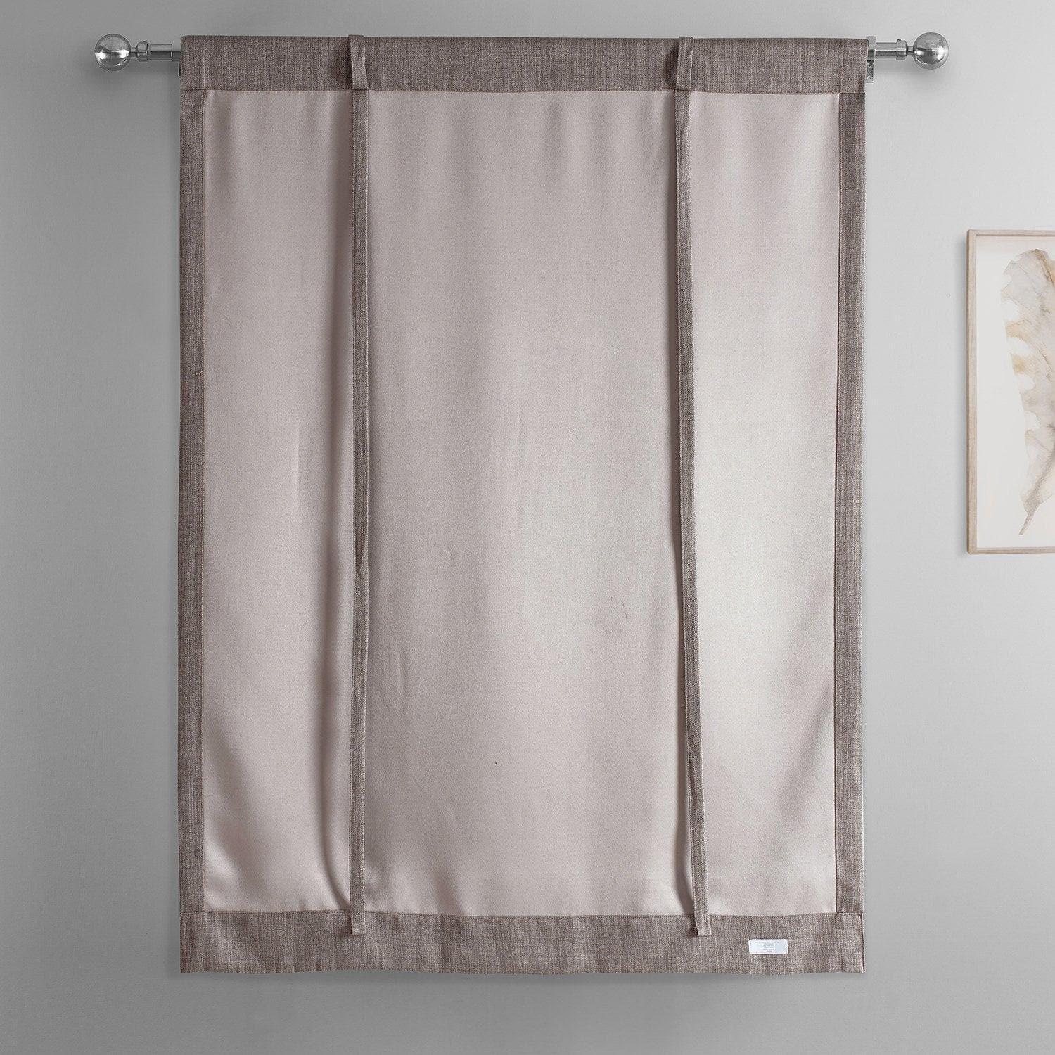 Blackout Window Curtains - Mink Textured Faux Linen Tie-Up Shades for Bedroom & Living Room - Light Blocking & Privacy Window Treatment for Home Decor