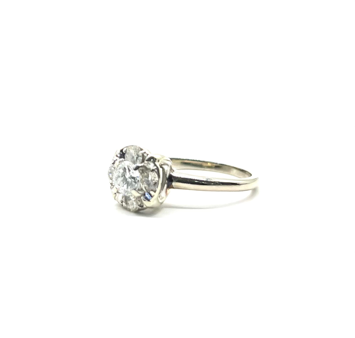 Vintage White Gold Diamond Cluster Ring for Women - Elegant Wedding, Engagement, Anniversary Jewelry Gift - Perfect for Special Occasions & Everyday Luxury
