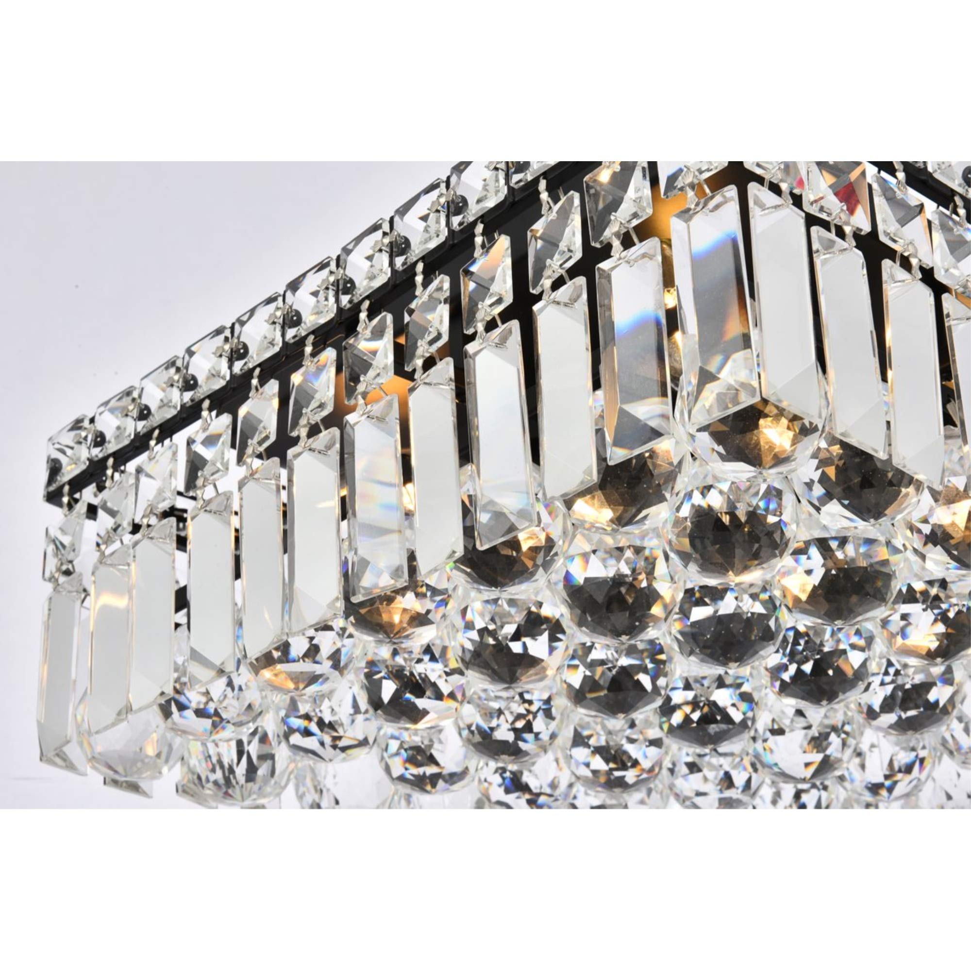 Elegant Lighting V2032F12BK/RC Maxime 4-Light 12-Inch Black & Clear Flush Mount Ceiling Light Fixture - Perfect for Bedroom, Hallway & Kitchen Lighting