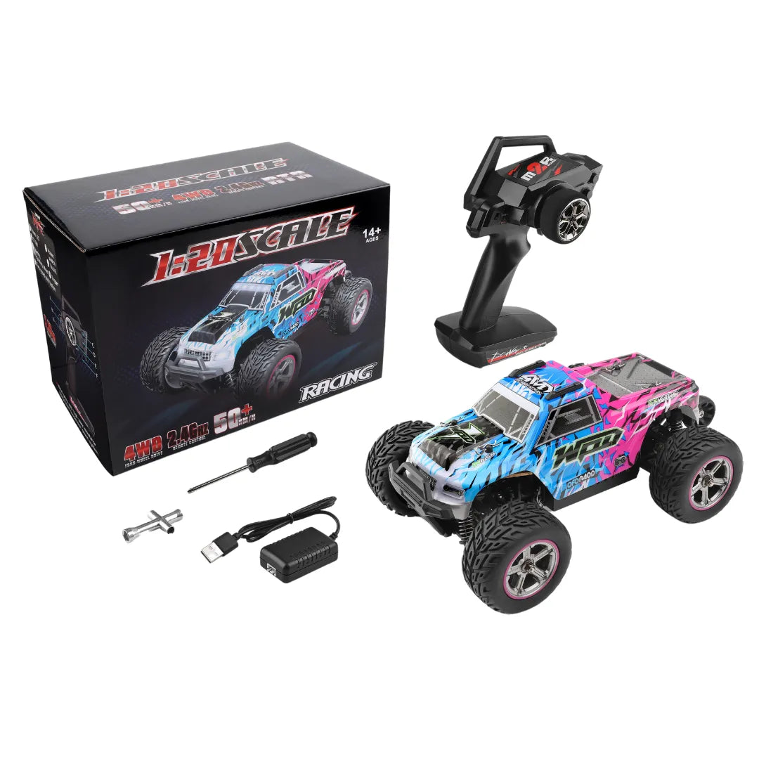 WLTOYS 204006 1/20 Scale 4WD Off-Road RC Car - 2.4GHz Remote Control, 50km/h High Speed, LED Headlights - Perfect for Outdoor Racing, Backyard Driving & Off-Road Adventures
