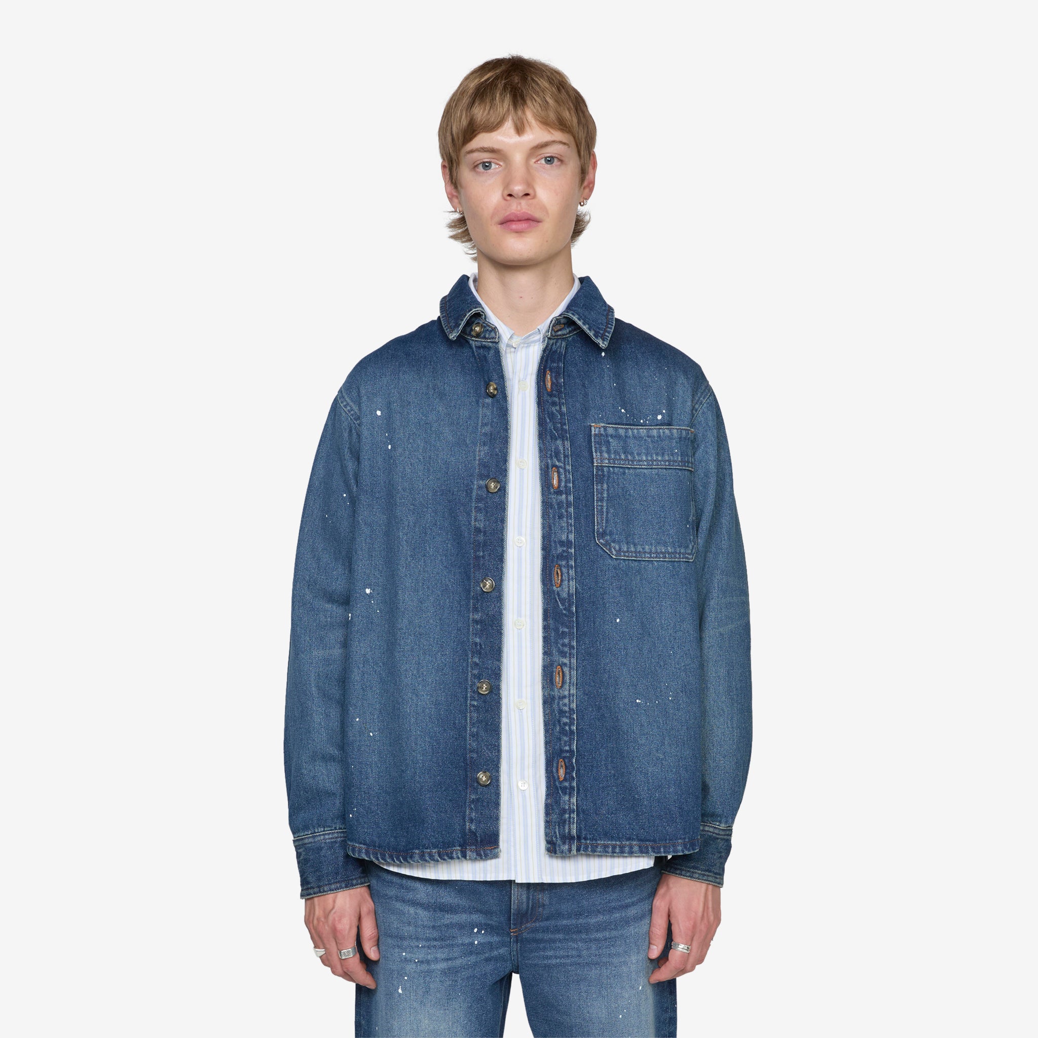 Basil Overshirt Stonewashed Indigo - Vintage Denim Shirt Jacket for Men & Women | Perfect for Casual Outfits, Streetwear & Layering