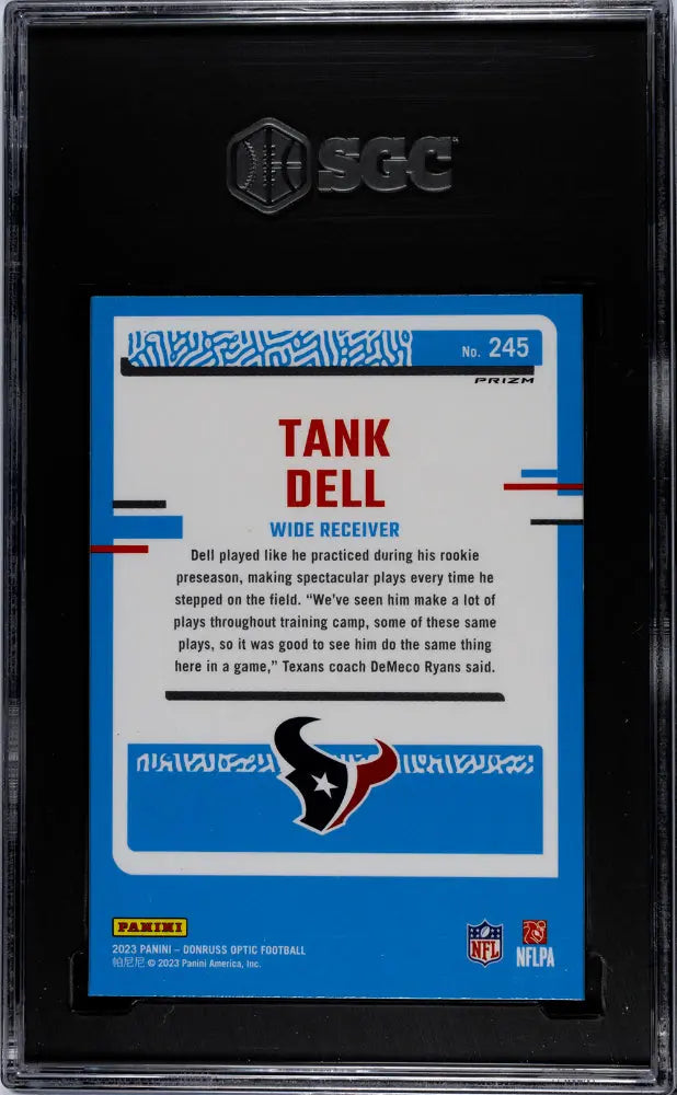 2023 Donruss Optic Tank Dell Rated Rookie Red Mojo Prizm SGC 9 Mint Football Card - Perfect for Collectors, Investors & Fantasy Sports Fans