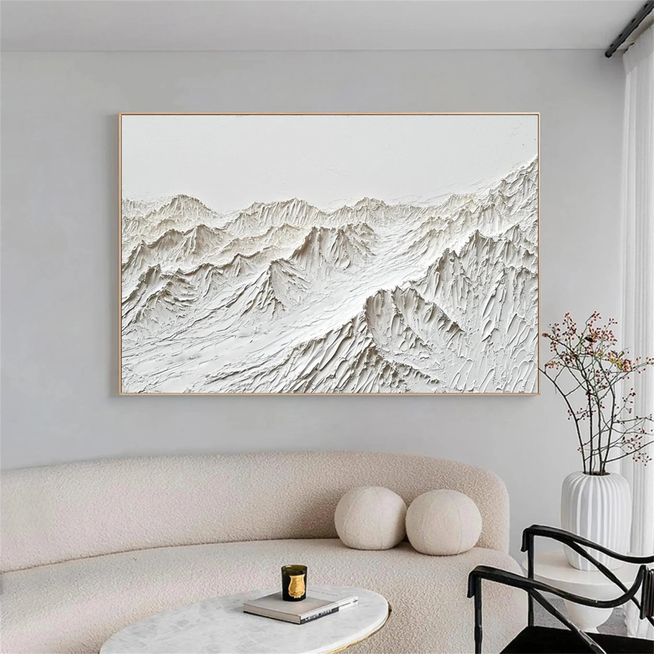White Minimalist Textured Painting Canvas #MM248 - Abstract Wall Art for Modern Home & Office Decor