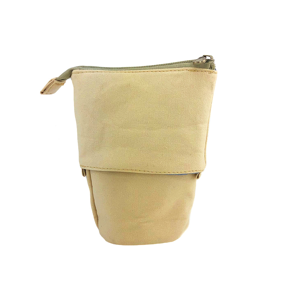 Pop Up Pencil Case Beige Cat - Cute Stationery Organizer for School, Office & Travel - Perfect for Students, Artists & Professionals