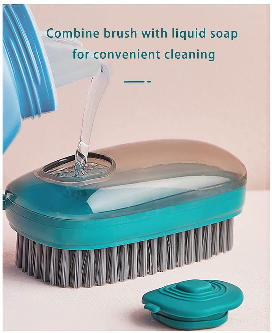 Leeonz Soap Dispenser Scrub Cleaning Brush - Multi-Purpose Household Cleaning Tool for Laundry, Clothes, Shoes, Bathroom, Kitchen, Tub, Shower, Sink & Carpet - Durable Green Scrubber for Deep Cleaning & Stain Removal - Perfect for Home, Office & Car Cleaning