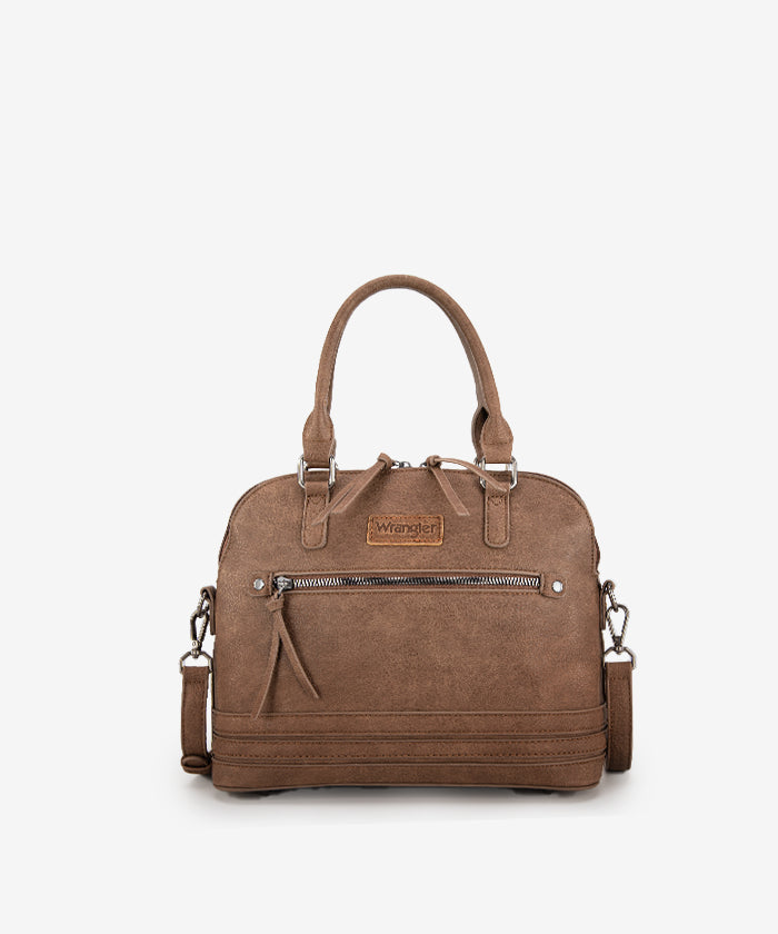 Wrangler Dome Satchel Crossbody Bag for Women & Men - Durable Leather Shoulder Bag - Perfect for Travel, Work & Everyday Use