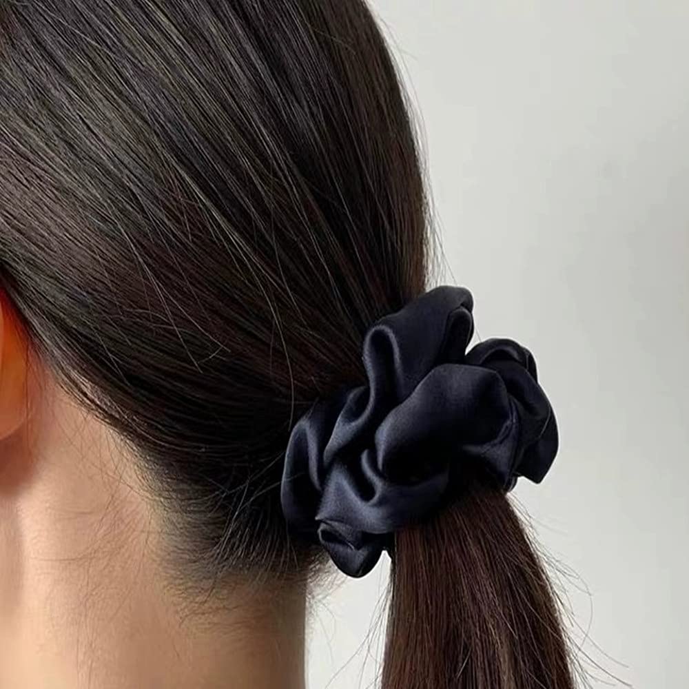 4Pcs Silk Hair Ties for Women - Soft Satin Stretch Hair Bands for Gentle Hair Care (Great for Daily Use, Workouts, and Travel)