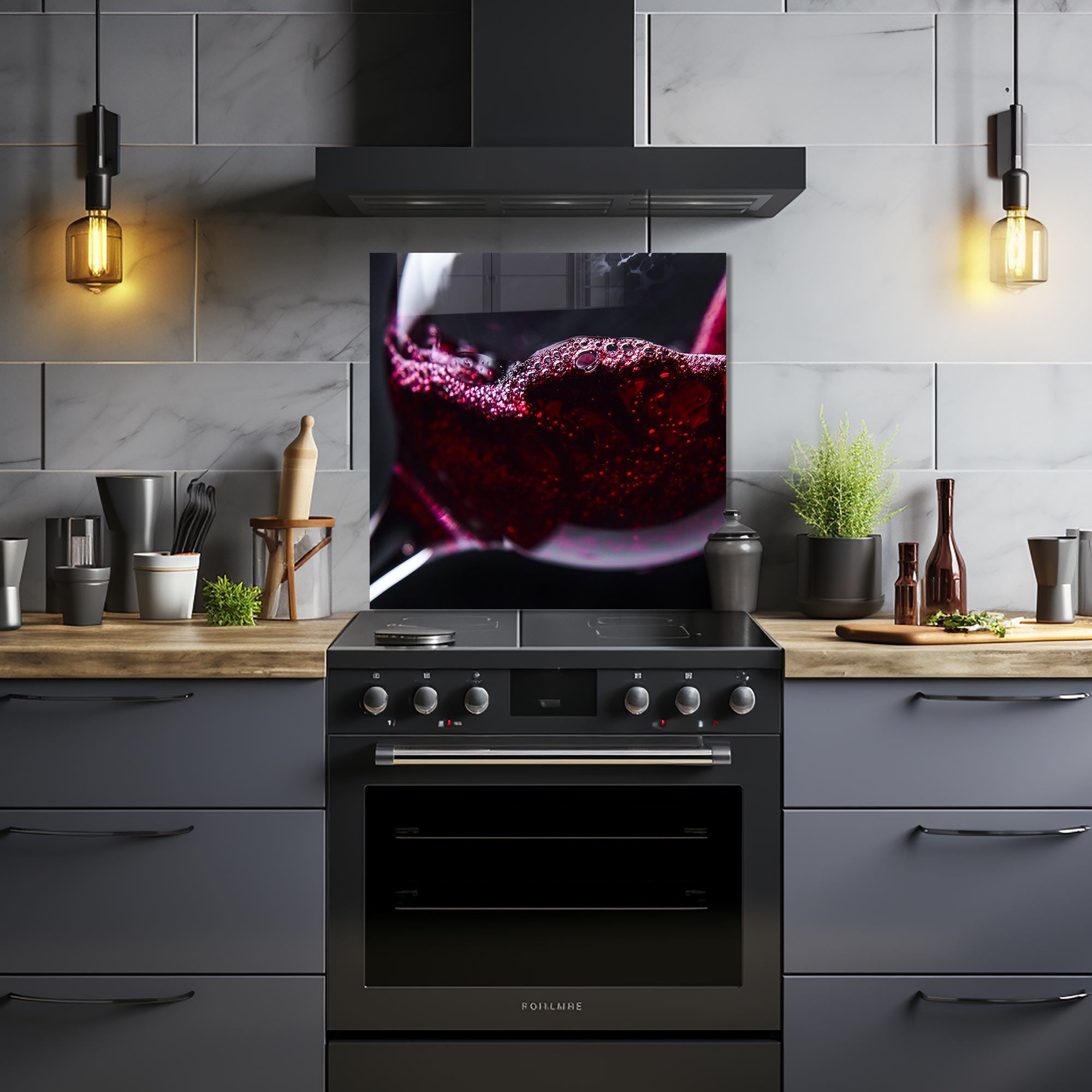 Premium Red Wine Glass Splashback - Elegant Kitchen Backsplash for Wine Enthusiasts | Perfect for Home Bars, Restaurants & Modern Kitchens