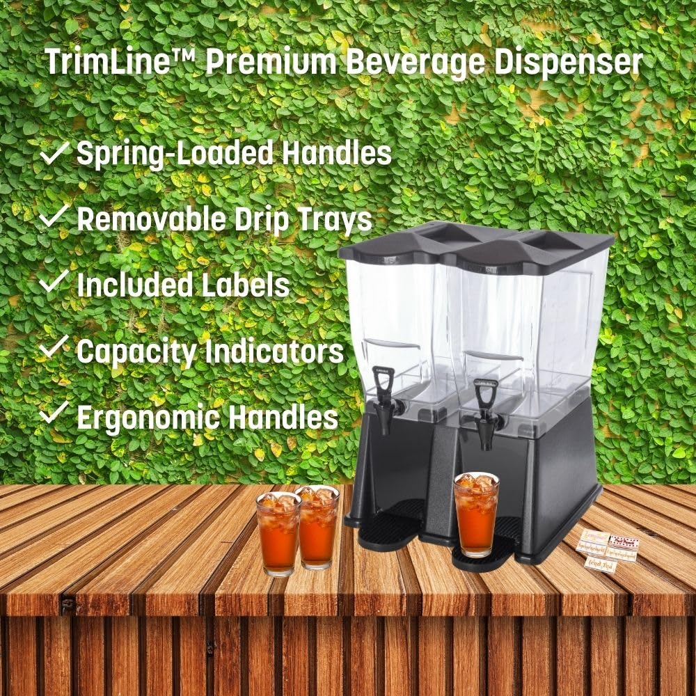 Carlisle FoodService 3.5 Gallon Black Polycarbonate Rectangular Drink Dispenser with Spigot - Perfect for Catering, Buffets, Restaurants & Parties | Commercial Beverage Server for Iced Tea, Lemonade & Punch