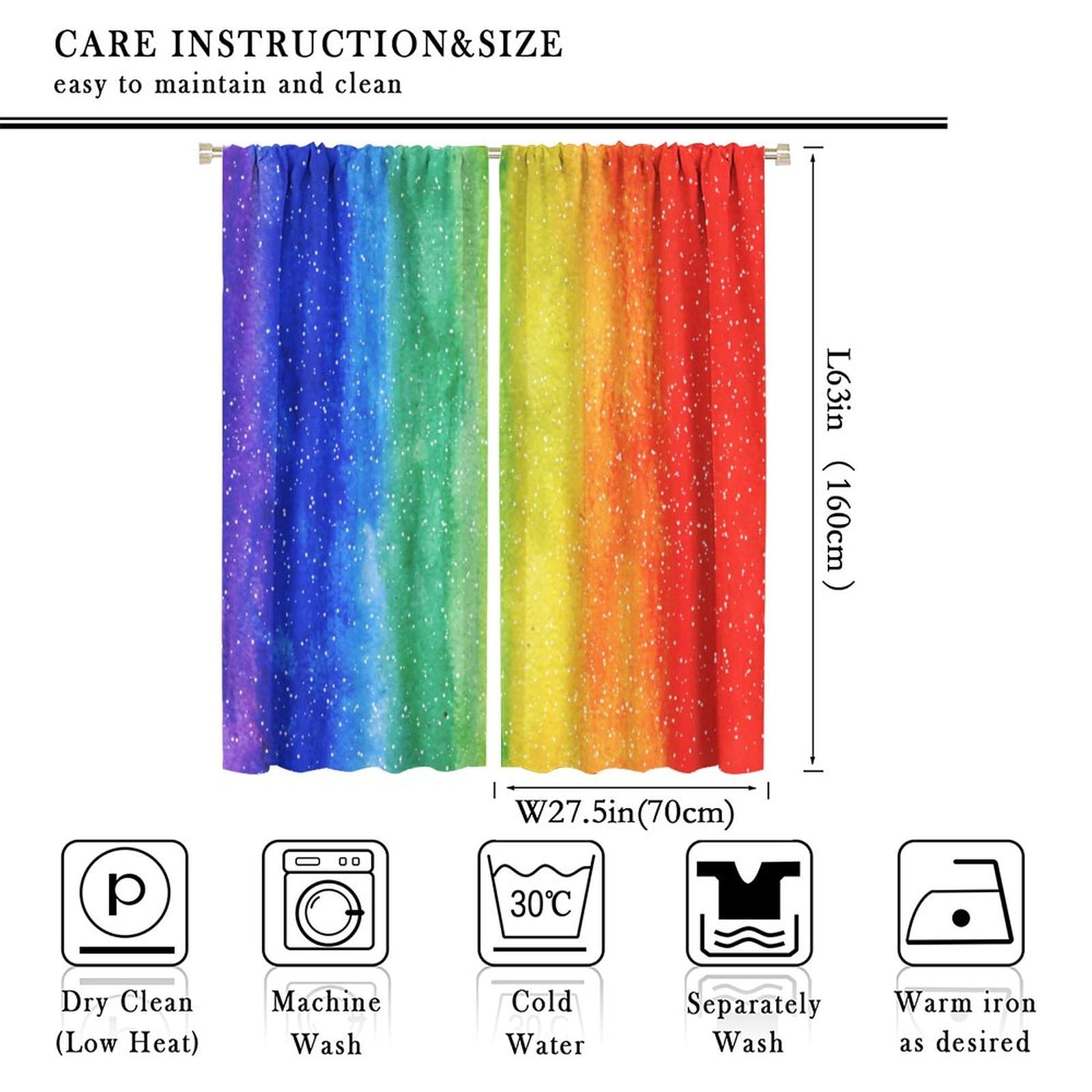 Vibrant Striped Kitchen Curtains Set - Rainbow Window Drapes & Valances - Modern Abstract Art Design - 55x63 Inch - Perfect for Farmhouse, Apartment & Cozy Kitchen Decor
