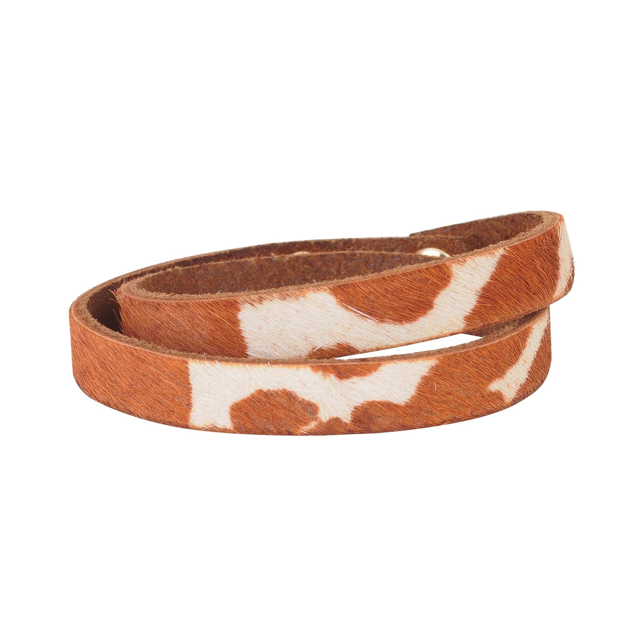 Genuine Calfskin Leather Double Wrap Bracelet for Women - Stylish Adjustable Wristband for Casual, Office & Date Night Outfits