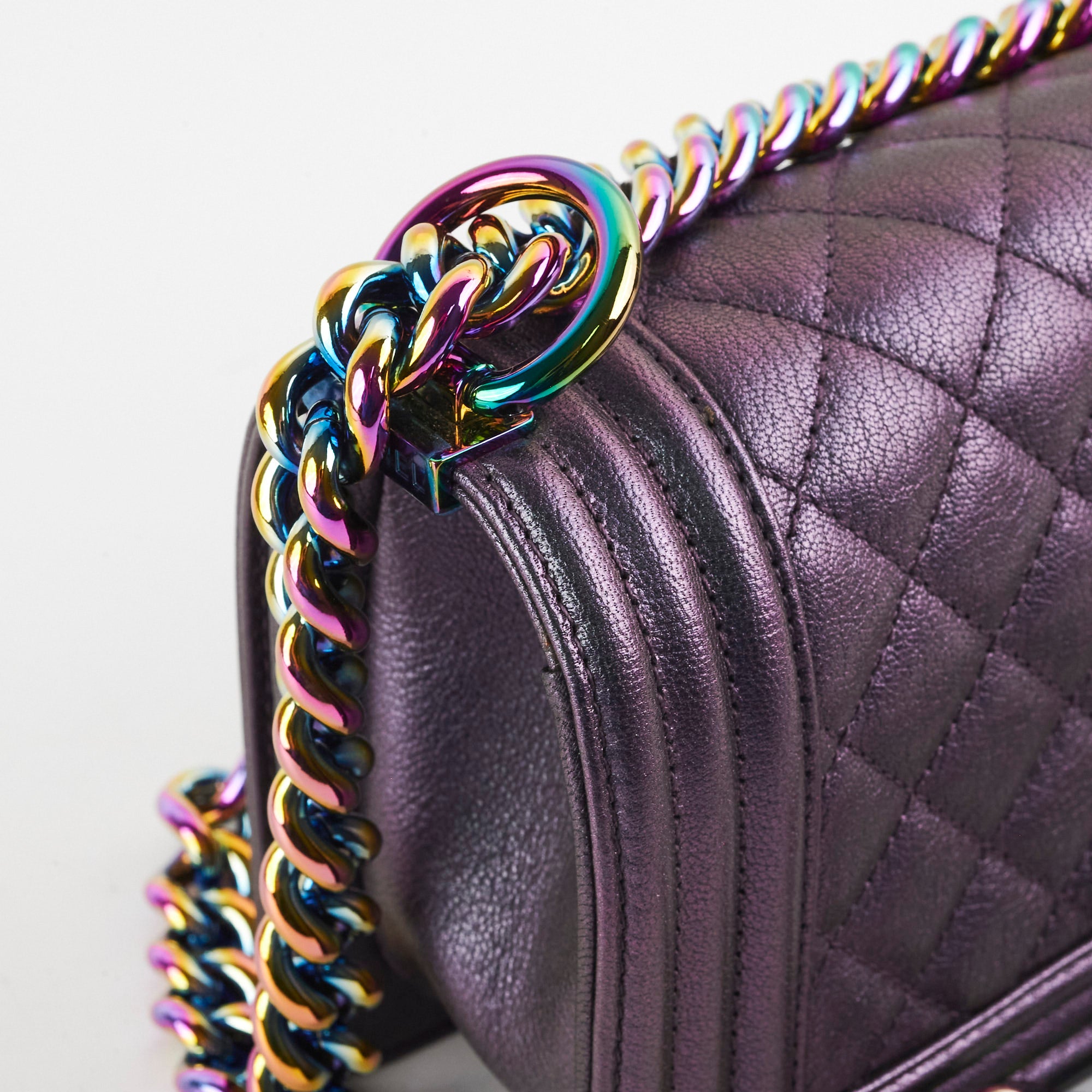 Chanel Small Boy Bag Mermaid Iridescent Purple Leather Crossbody Bag for Women - Perfect for Evening Parties, Date Nights & Luxury Fashion Accessories