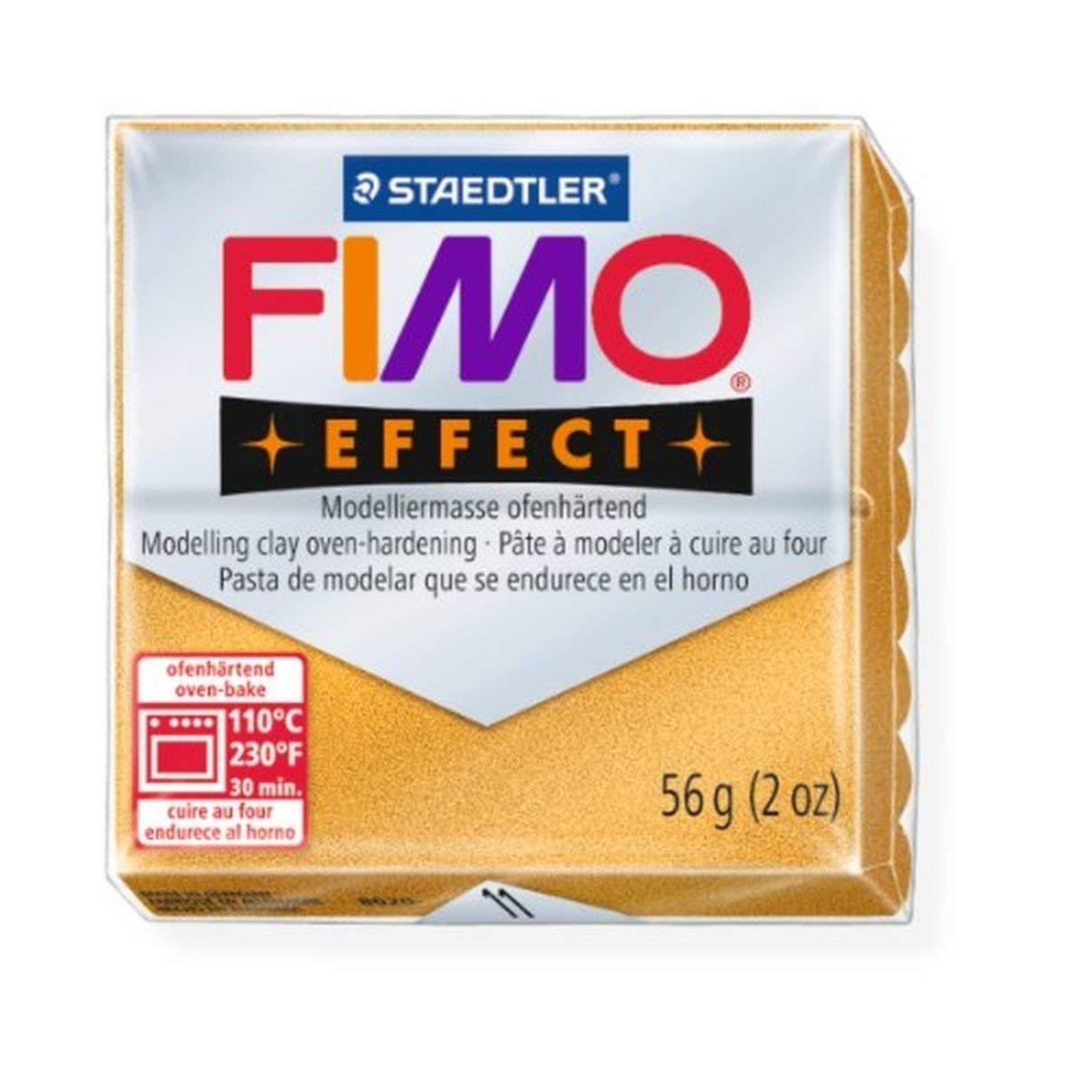 STAEDTLER FIMO Effect Metallic Gold Polymer Clay - 56g Oven-Bake Modeling Clay for DIY Crafts, Jewelry Making & Sculpting - Premium Non-Toxic Art Supplies for Artists & Hobbyists