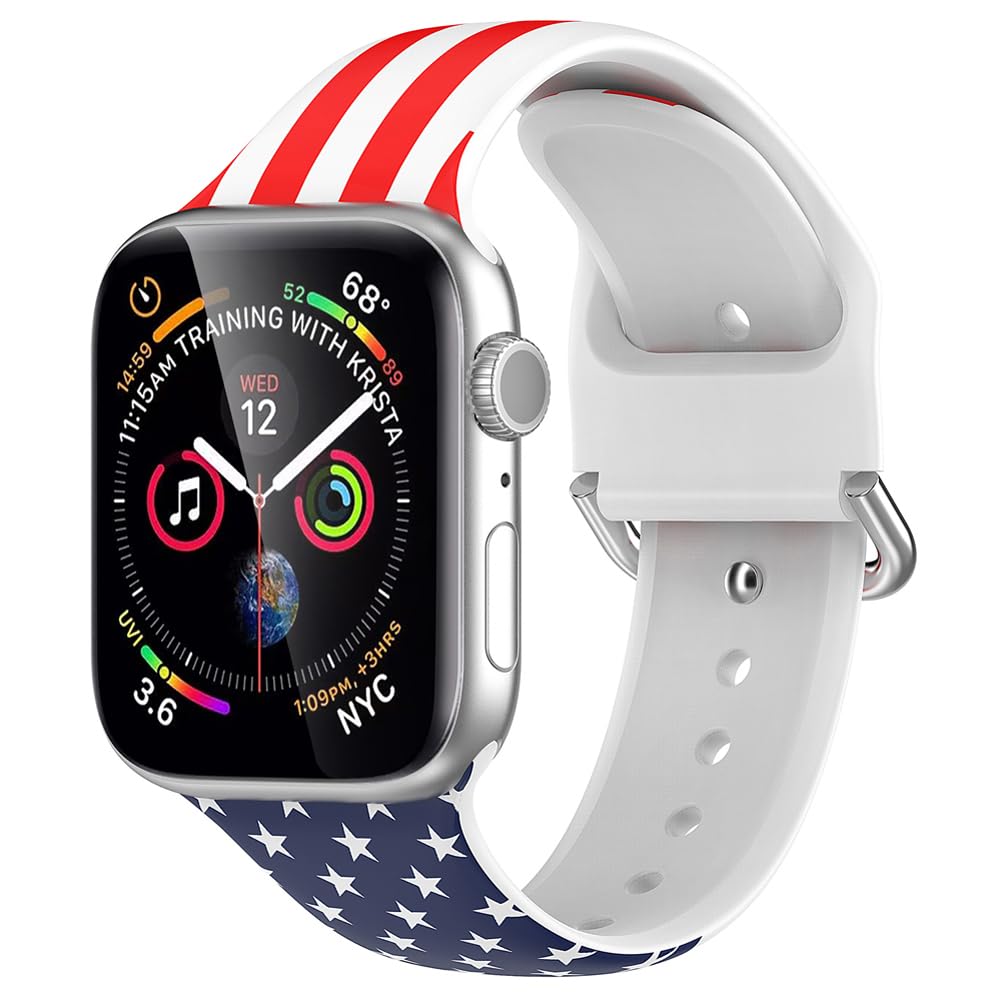 USA Flag Watch Band Compatible with Apple Watch Series 1/2/3/4/5/6/7/8 - Patriotic 49mm Nylon Strap for Men & Women - Perfect for 4th of July, Veterans Day & Everyday American Pride