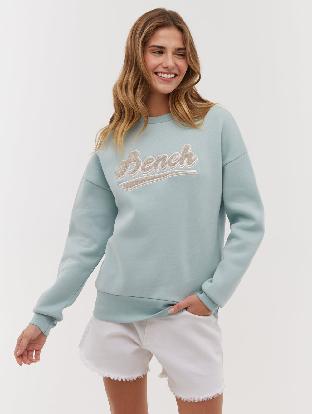 Steffi Retro Logo Crew Neck Sweatshirt - Vintage Style Cotton Pullover for Women | Casual Wear, Street Fashion & Lounge Comfort
