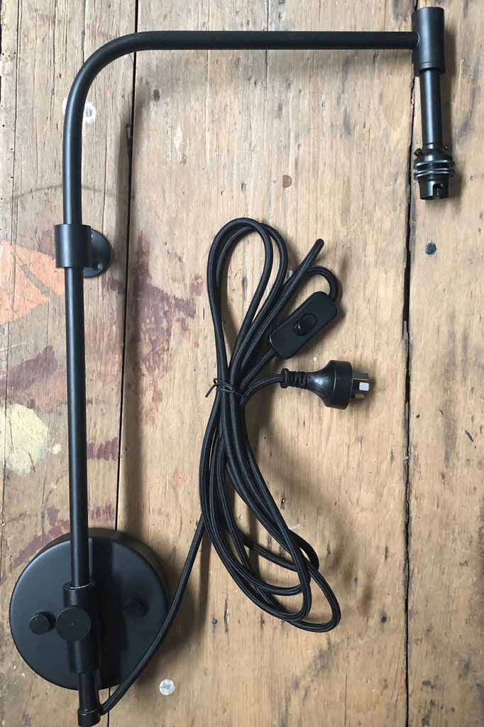 Wing Arm DIY Wall Lamp with B22 Bulb Holder, Inline Switch & Wall Plug - Perfect for Bedroom, Living Room, and Office Lighting