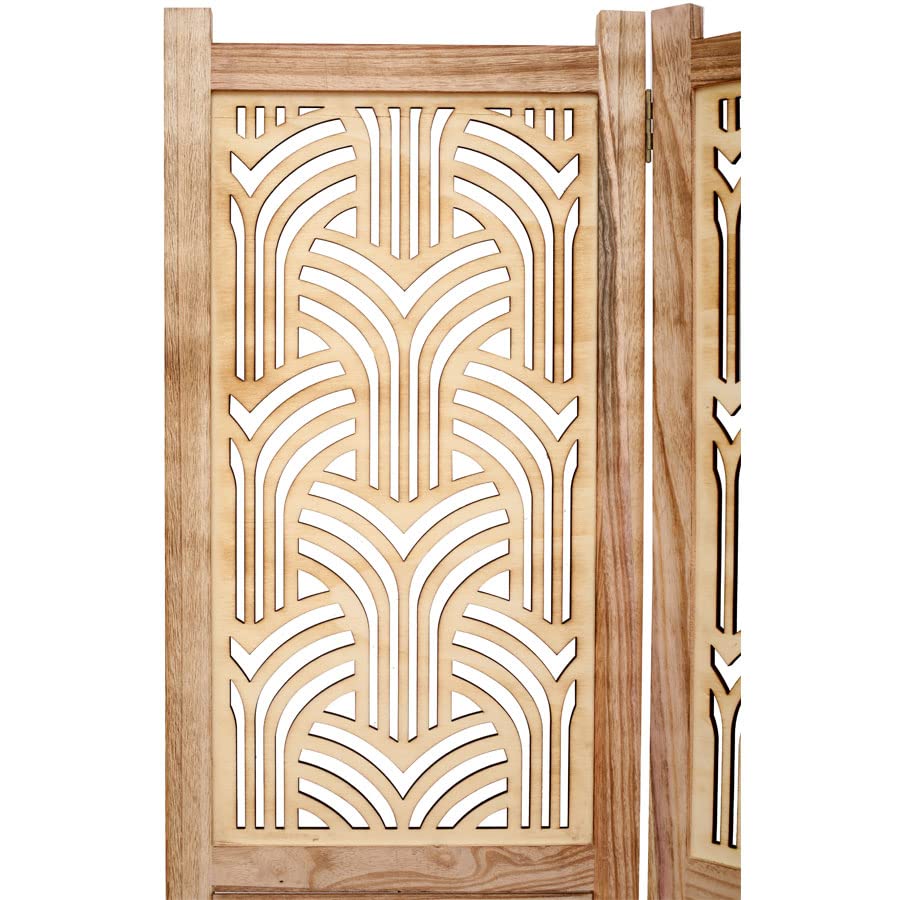 Rustic Wood Room Divider - 3 Panel Decorative Screen for Home & Office