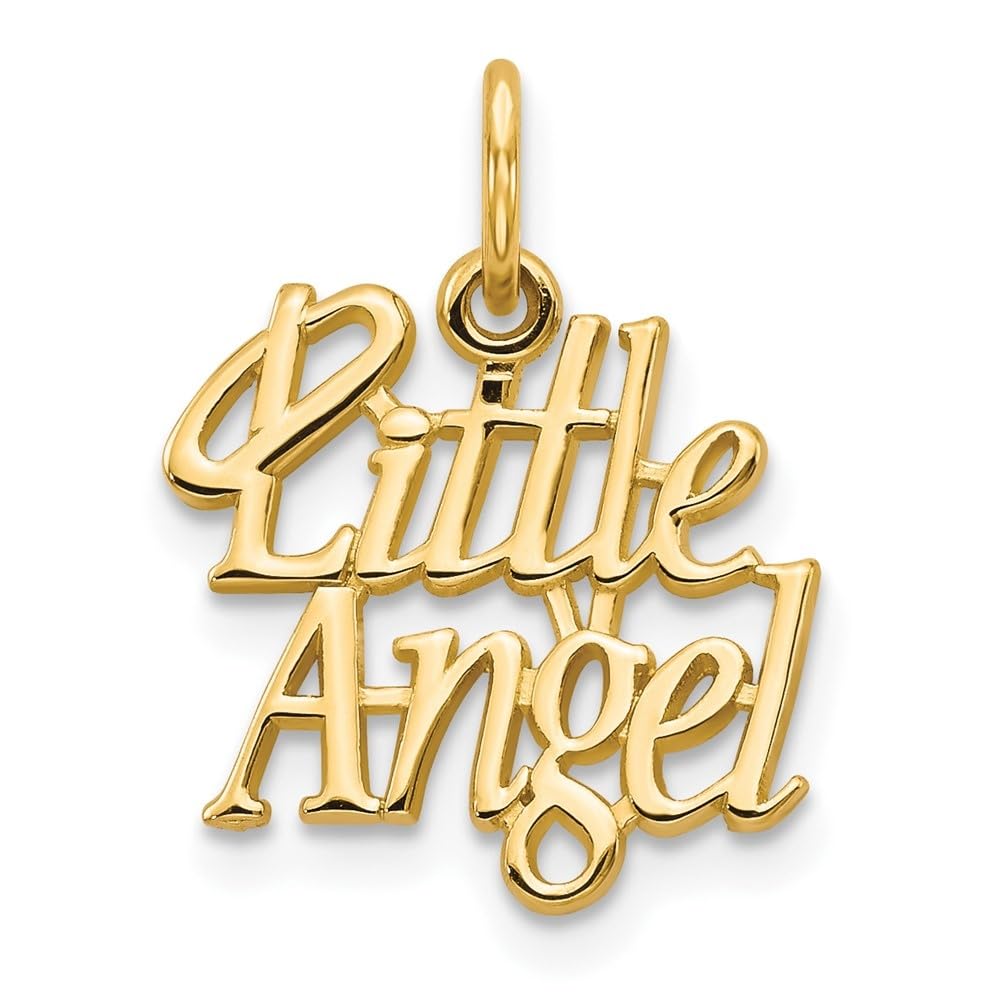 10K Yellow Gold Little Angel with Halo Charm Pendant - Diamond2Deal | Elegant Religious Jewelry Gift for Baptism, Christening & Special Occasions