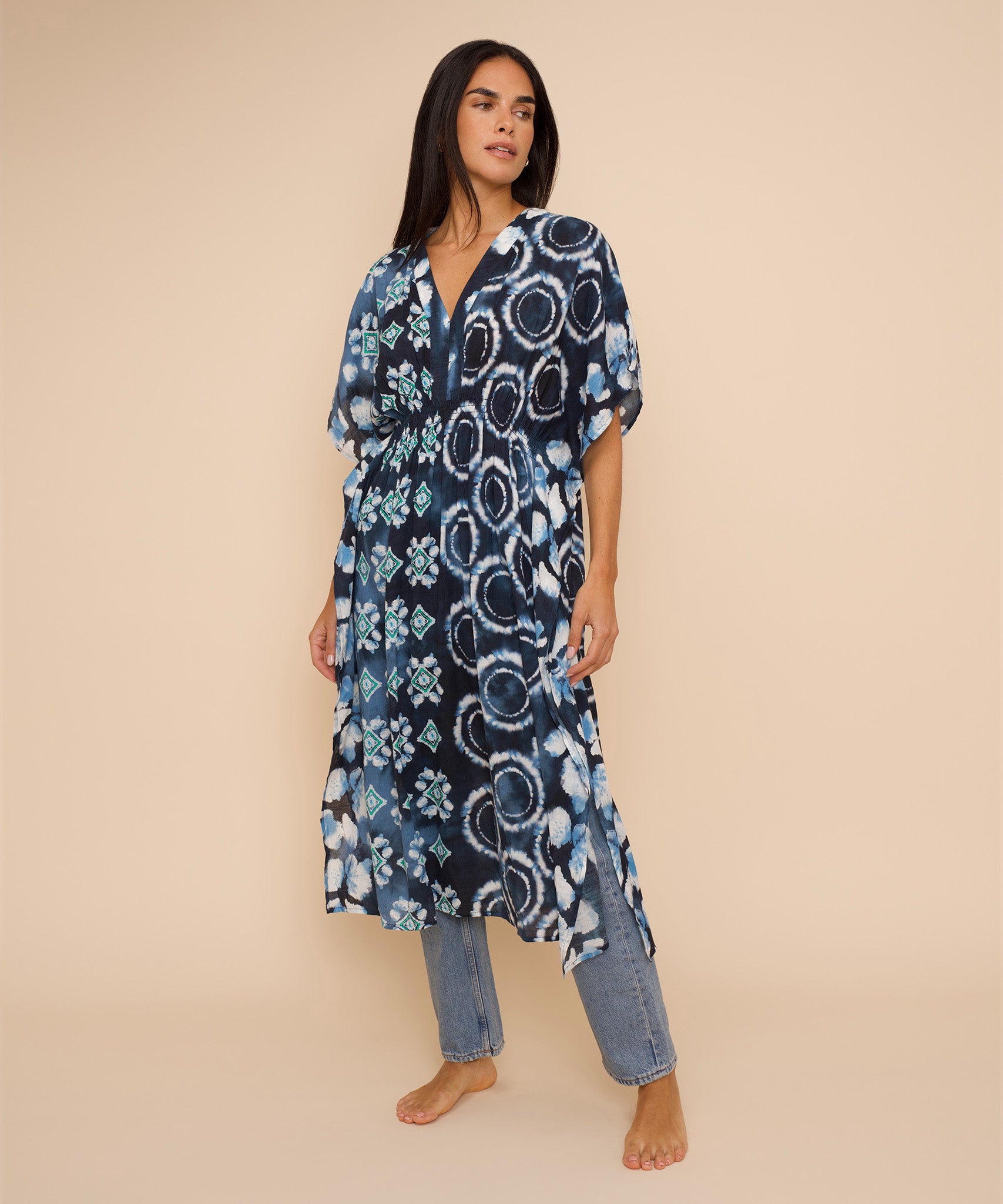 Stylish Batik Maxi Caftan Dress - Flowy Boho Summer Beach Cover Up & Resort Wear for Women