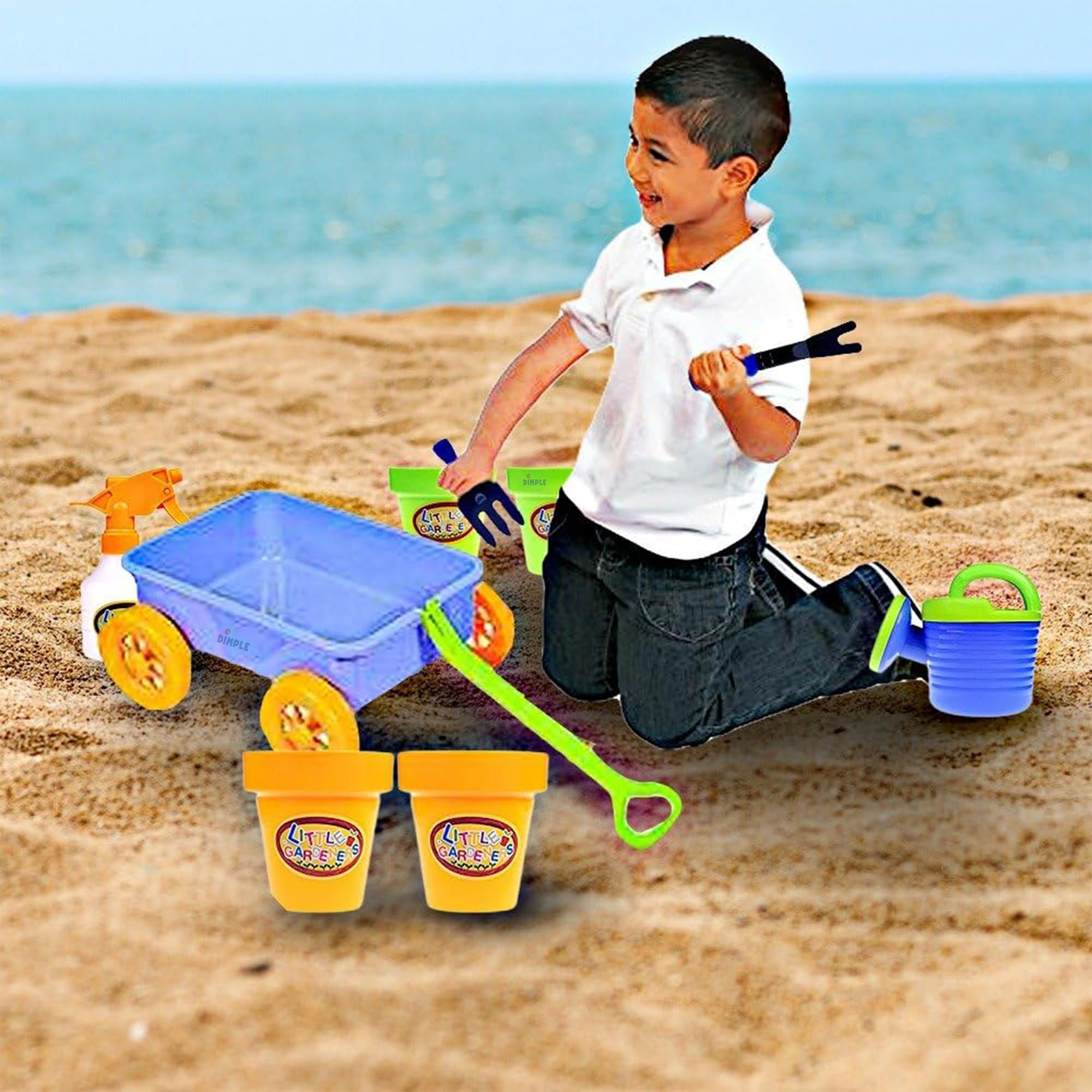 Premium 15-Piece Kids Gardening Toy Set with Wagon - Sturdy Durable Outdoor Playset for Yard, Beach & Sandbox - Best Garden Tools for Toddlers & Children (Green) | Perfect for Outdoor Play, Pretend Gardening & Backyard Adventures