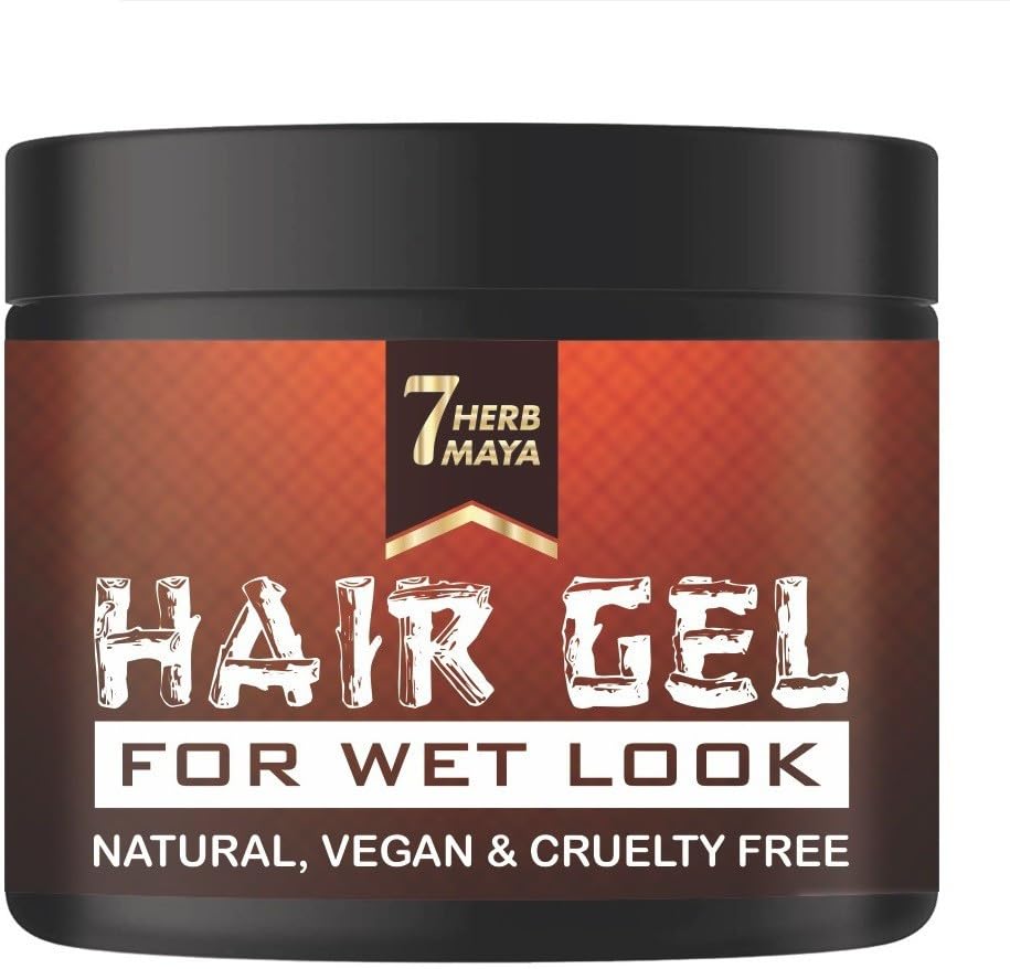 7Herbmaya Natural Vegan Hair Gel for Wet Look - Cruelty Free Styling Gel for Smart Look (50g) | Perfect for Sleek Hairstyles, Parties & Everyday Use