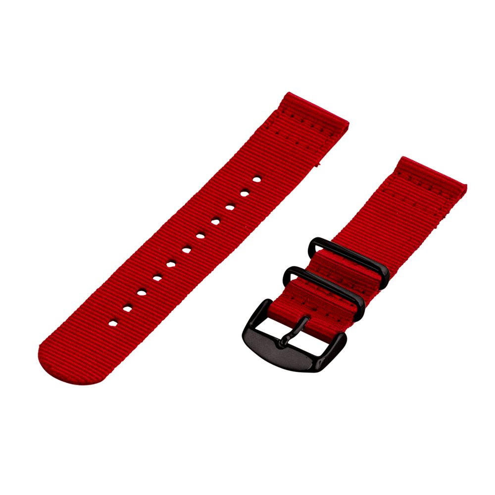 Clockwork Synergy 16mm 2-Piece Classic NATO PVD Nylon Red Replacement Watch Strap Band - Durable Military Style Watch Band for Men's & Women's Watches, Perfect for Outdoor Activities, Sports & Everyday Wear