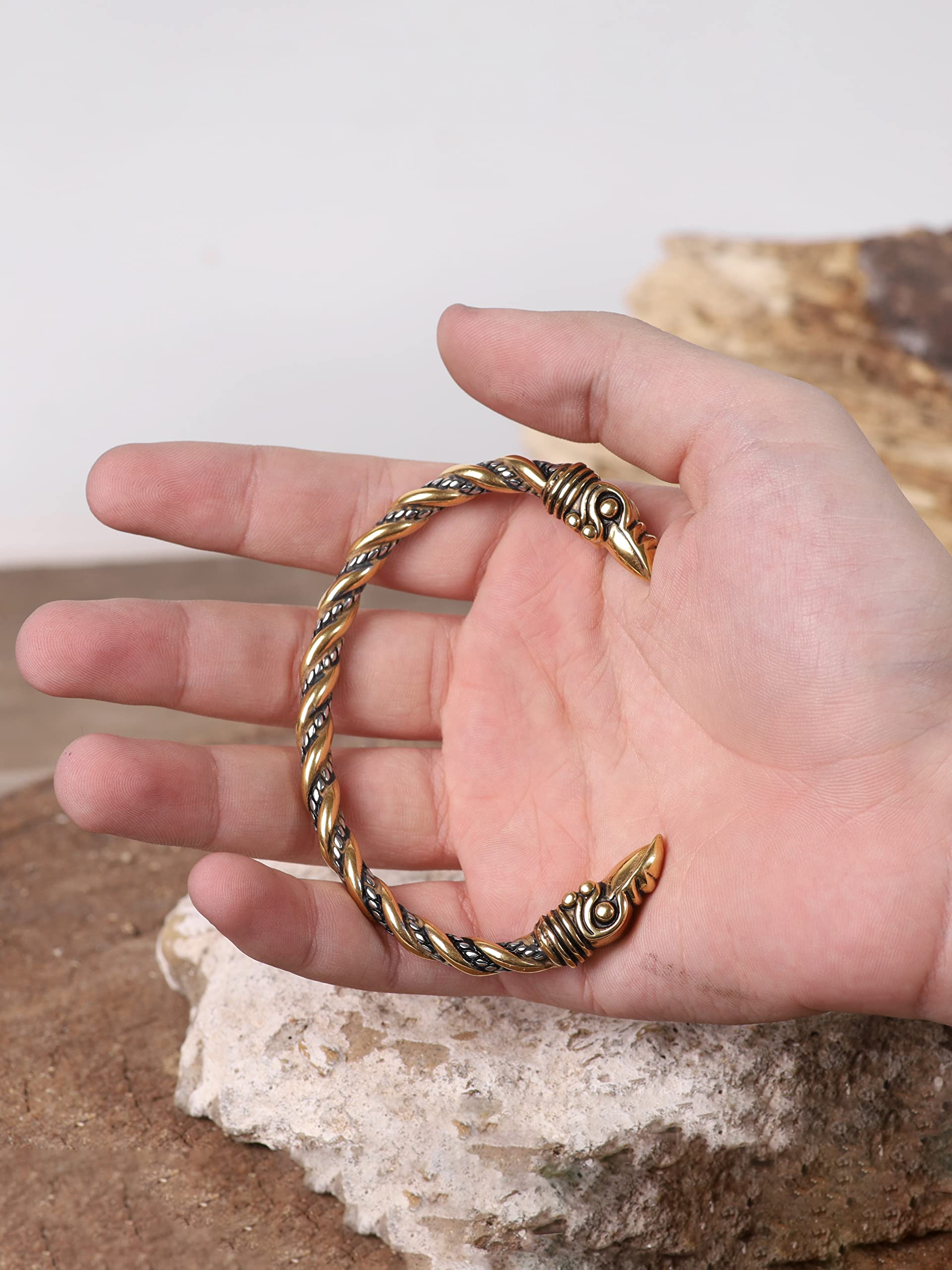 HAQUIL Stainless Steel Viking Twisted Cuff Bracelet - Norse Arm Ring for Men, Viking Jewelry Gift for Him - Perfect for Viking Cosplay, Medieval Reenactment & Norse Style Accessories