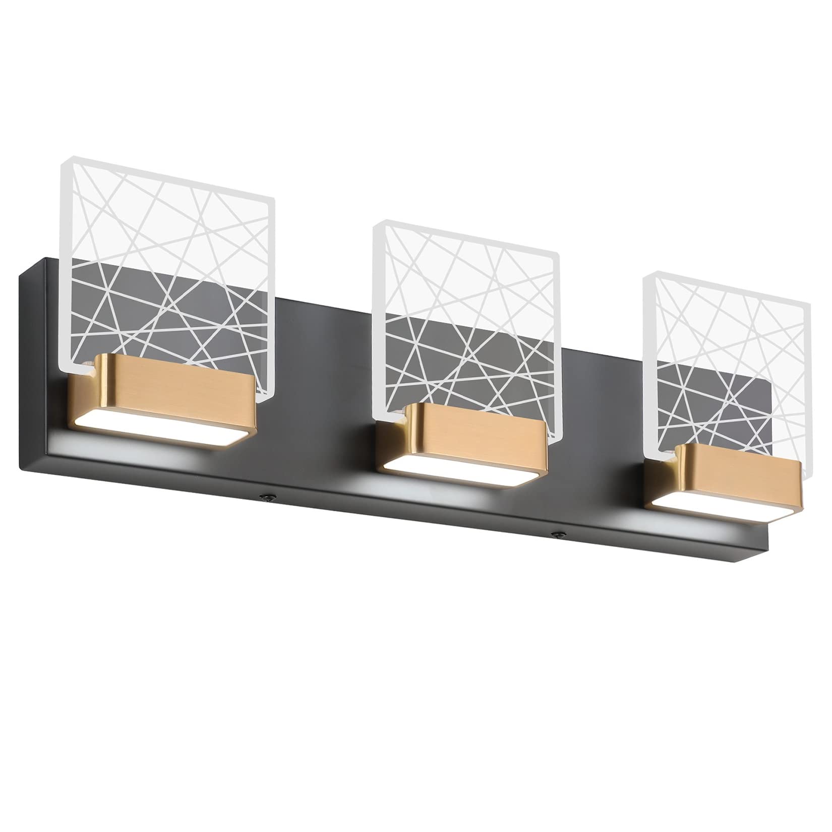 Aipsun 3-Light Black LED Vanity Lights for Bathroom - Modern Bathroom Lighting Fixtures Over Mirror, 6000K Daylight - Perfect for Makeup, Shaving & Grooming