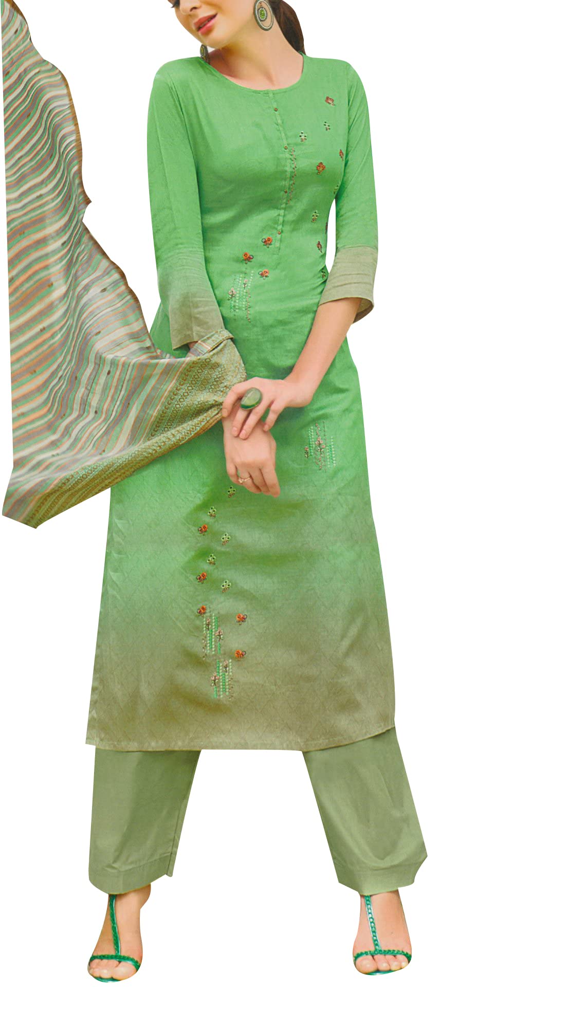 Elegant Cotton Multi-Embroidery Salwar Kameez Suit with Jacquard Dupatta for Women | Traditional Indian Ethnic Wear | Perfect for Weddings, Festivals & Special Occasions