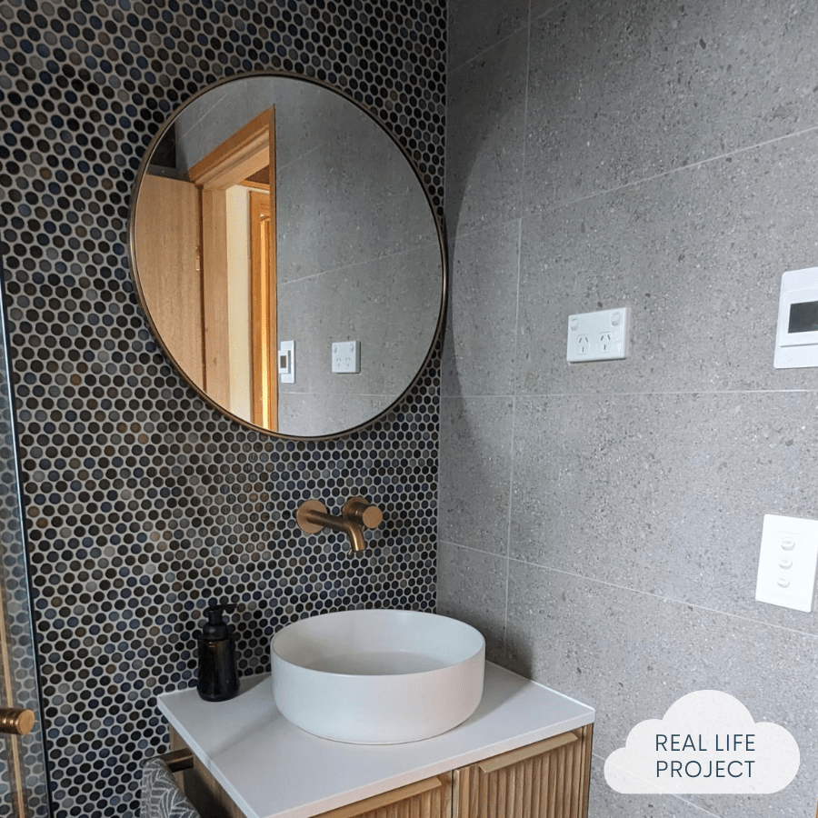 Hamilton Matte Grey Concrete Look Tile - Premium Peel and Stick Floor Tiles for Kitchen, Bathroom & Basement - Waterproof DIY Home Renovation Solution