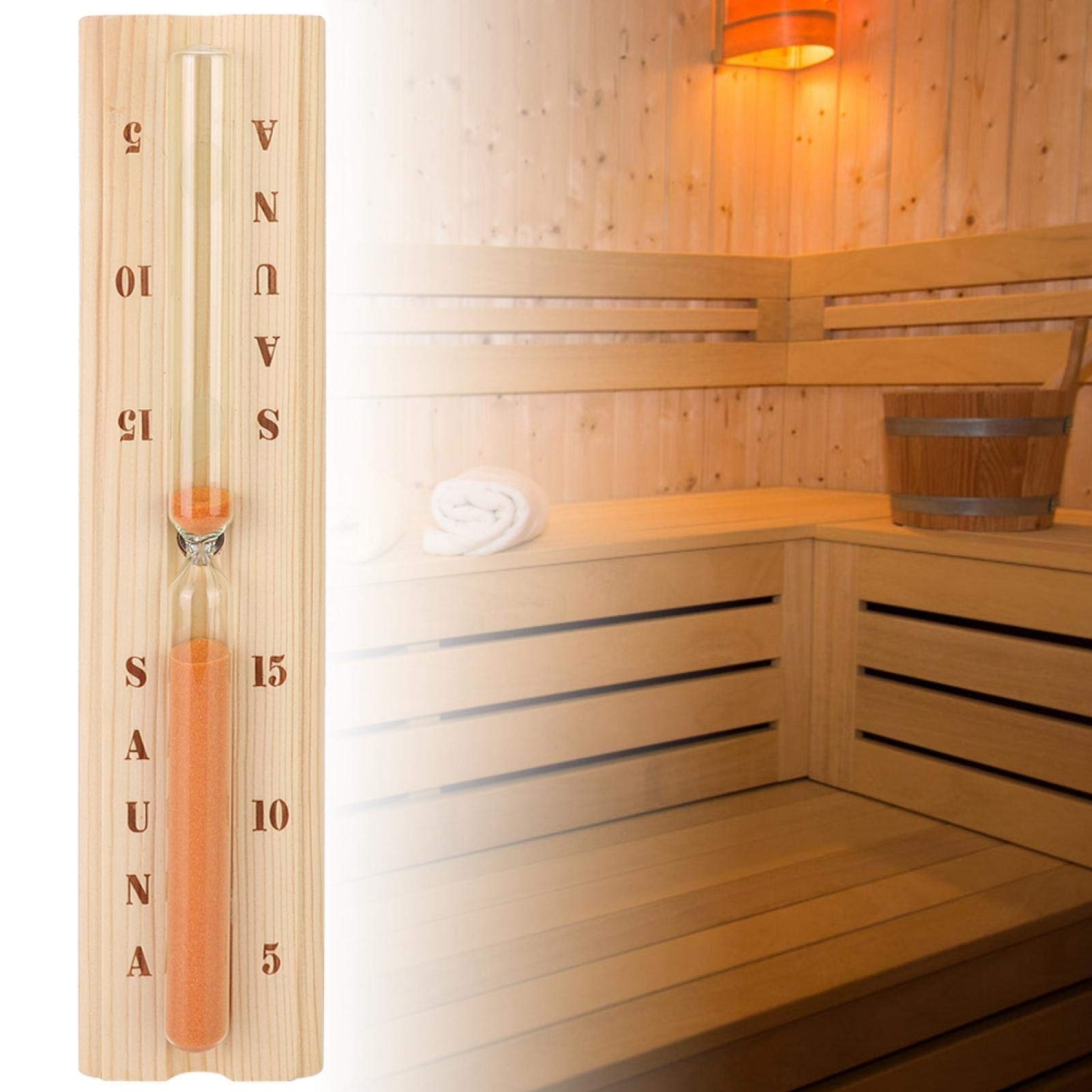 Maquer Sand Timer - Decorative Wooden & Plastic Wall Mount Sauna Timer | Perfect for Home Sauna, Spa, Bathroom & Relaxation Areas