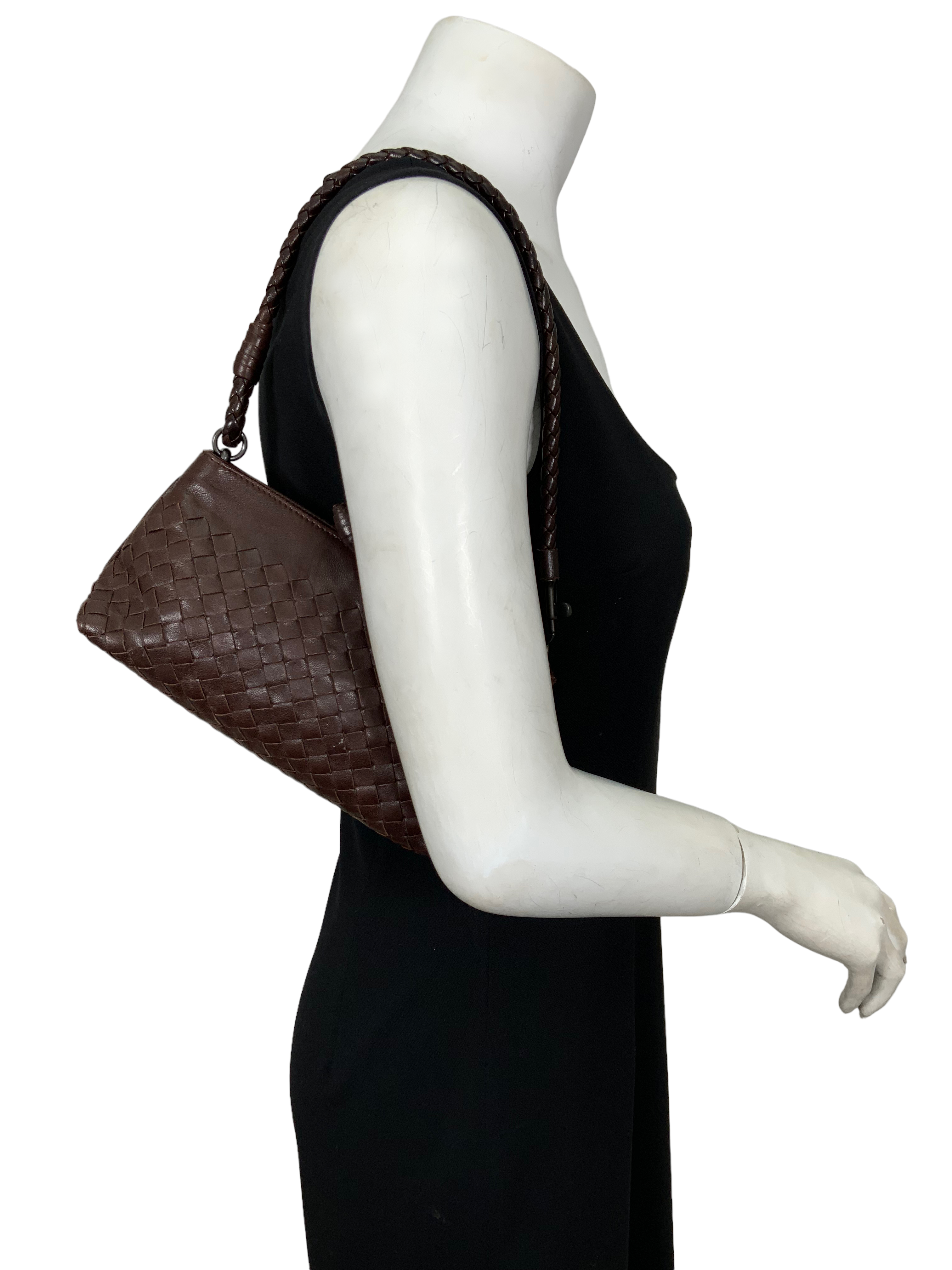 Bottega Veneta Vintage Intrecciato Woven Leather Small Shoulder Bag for Women | Luxury Crossbody Purse | Perfect for Date Night, Office & Travel