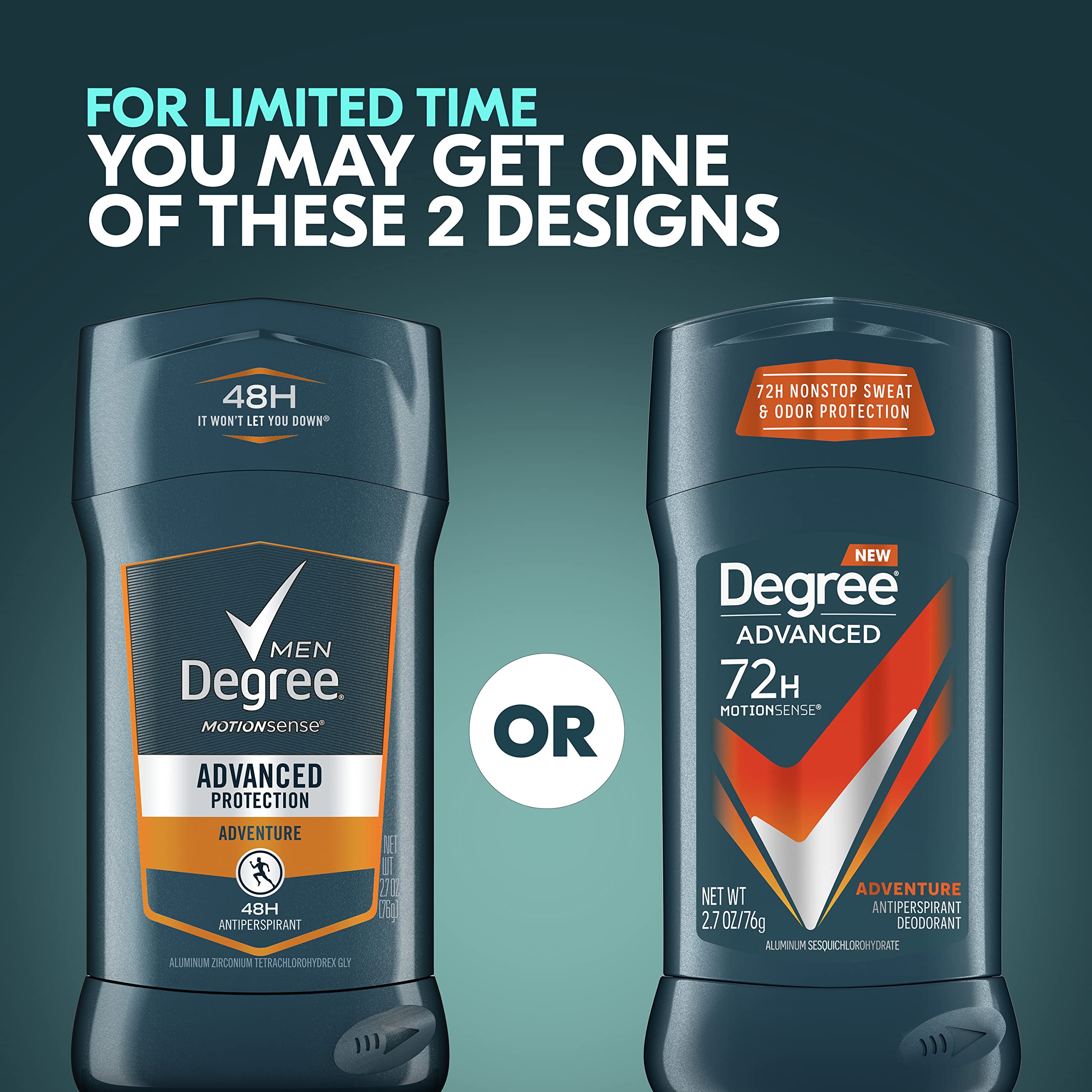 Degree Men Original Aluminum-Free Deodorant for Men - 48-Hour Odor Protection & Antiperspirant, 4-Pack (2.7 oz Each) | Long-Lasting Freshness for Active Lifestyles, Workouts & Outdoor Adventures