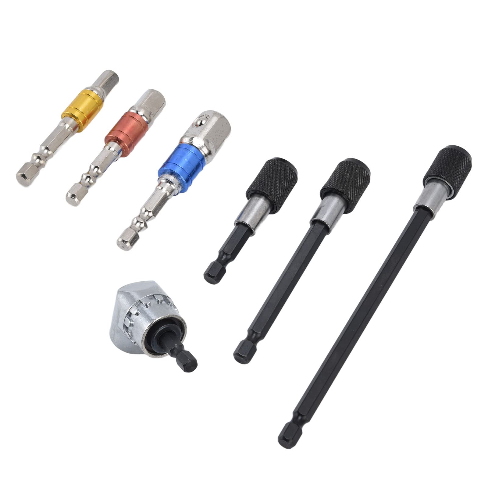 Impact Grade Power Hand Tools - 7Pcs Lightweight Magnetic Drill Bit Adapter Set (105 Degree) for Nut Drivers, Percussion Hole Saws & Electric Drills | Perfect for Construction, DIY Projects & Professional Use