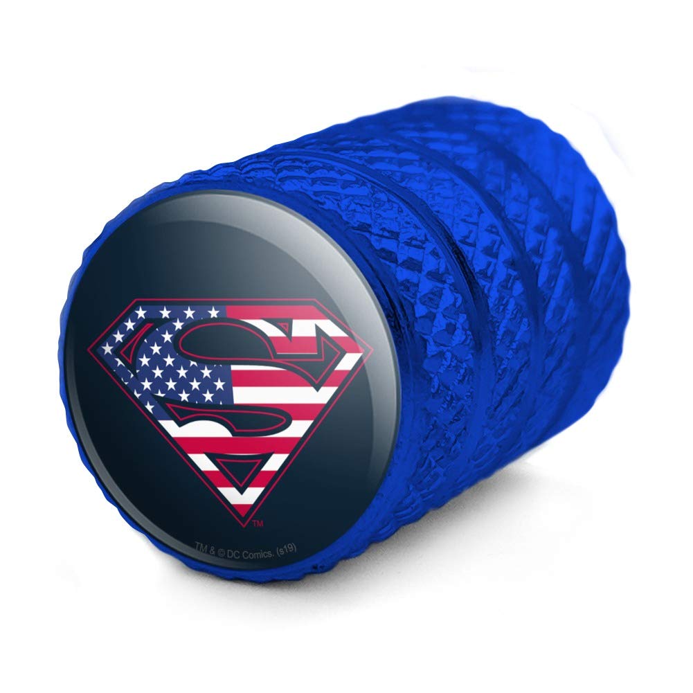 Superman USA American Flag Shield Logo Aluminum Valve Stem Caps - Durable Wheel Accessories for Cars, Trucks & Motorcycles - Perfect for Customizing Your Ride & Showing Patriotism
