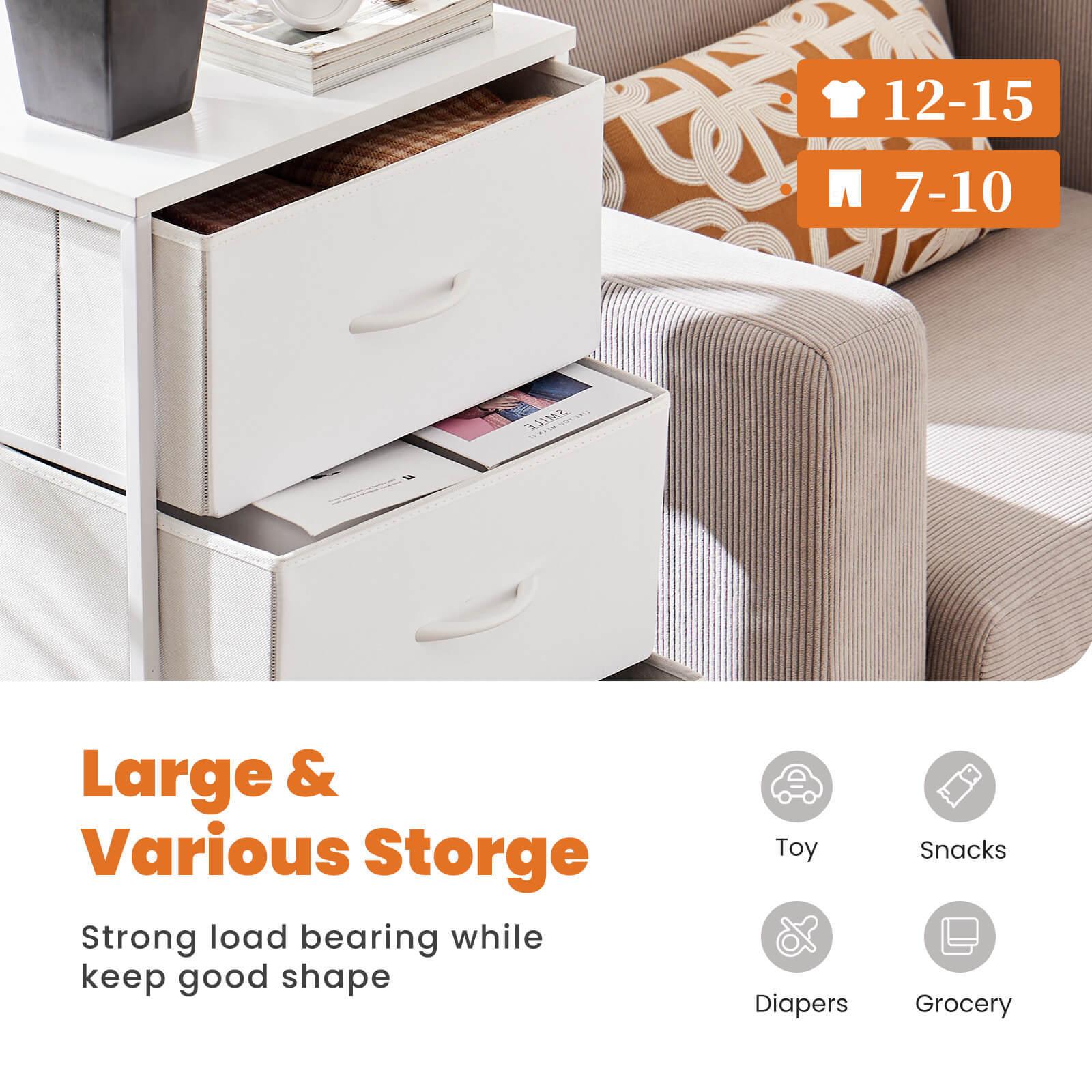Modern 5-Drawer Dresser with Metal Frame & Wood Top - Sturdy Storage for Bedroom, Living Room, or Office Organization