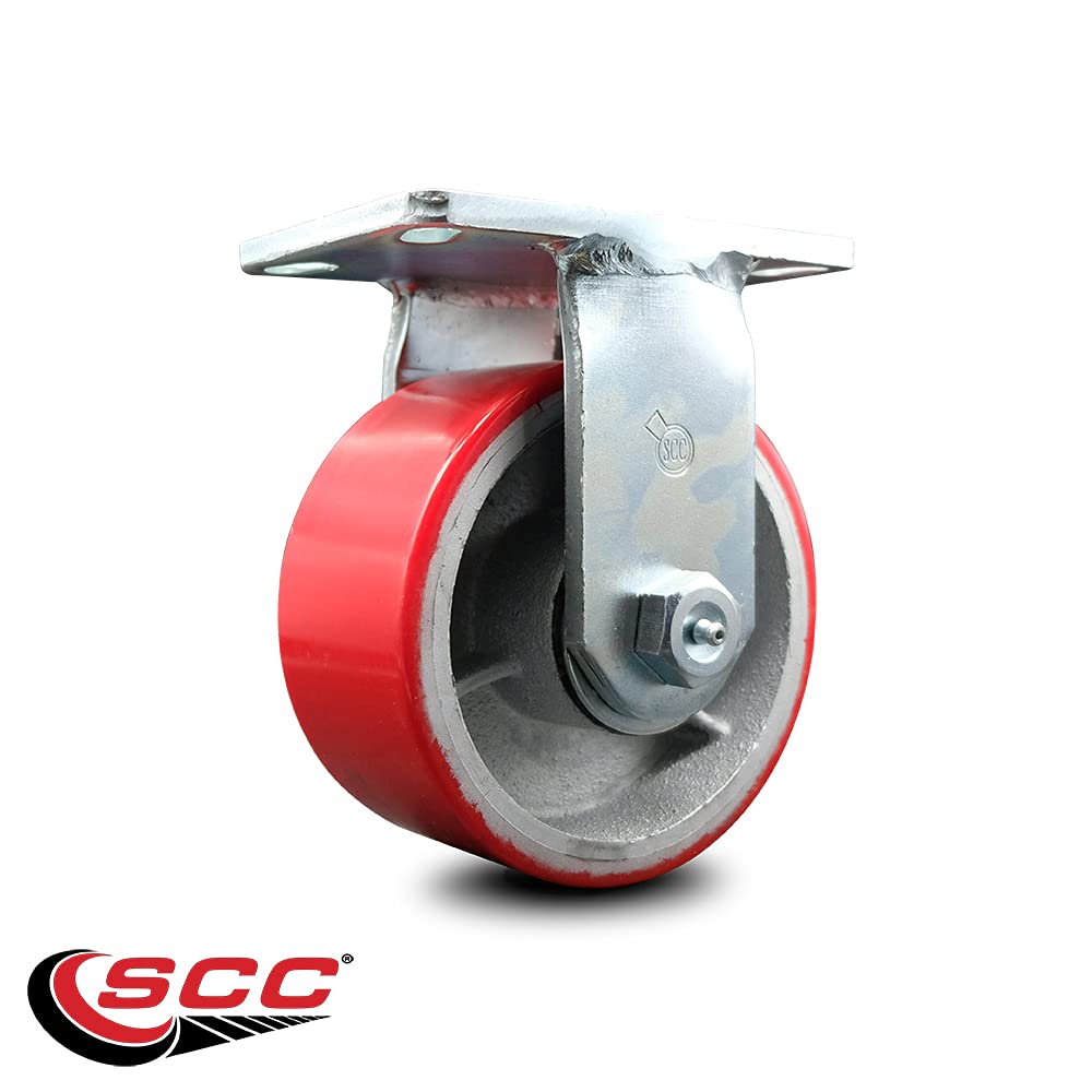 Go Mini's 6-Inch Red Poly on Cast Iron Wheel Replacement Caster for Moving & Portable Storage Containers | Heavy-Duty Rigid Service Caster | Ideal for Moving Carts, Storage Bins, and Industrial Equipment