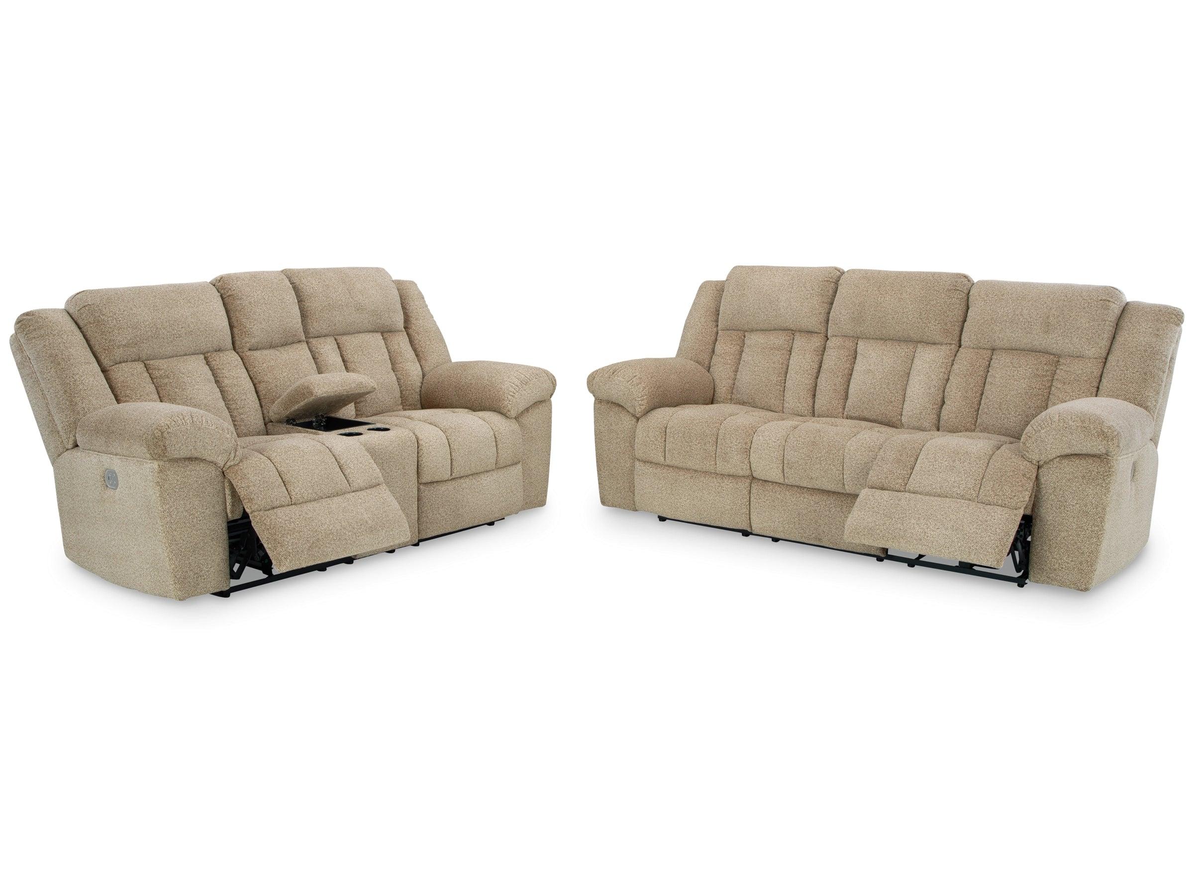 Tip Off Wheat Reclining Sofa & Loveseat Set 69305 - Comfortable Living Room Furniture for Relaxation & Movie Nights