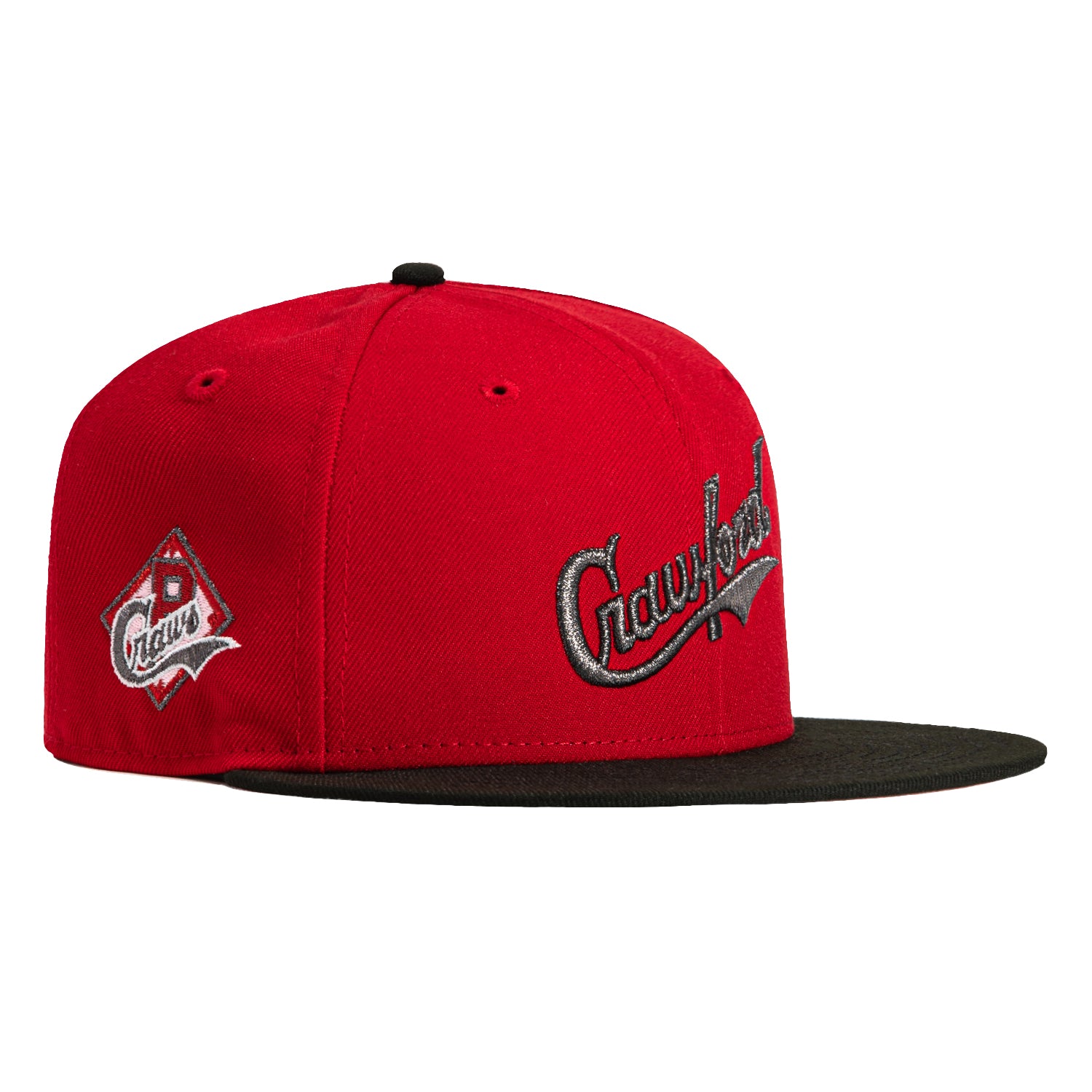 New Era 59Fifty Pittsburgh Crawfords Logo Patch Baseball Cap - Red & Black Snapback Hat for Men & Women - Vintage Sports Style for Baseball Games, Streetwear Fashion