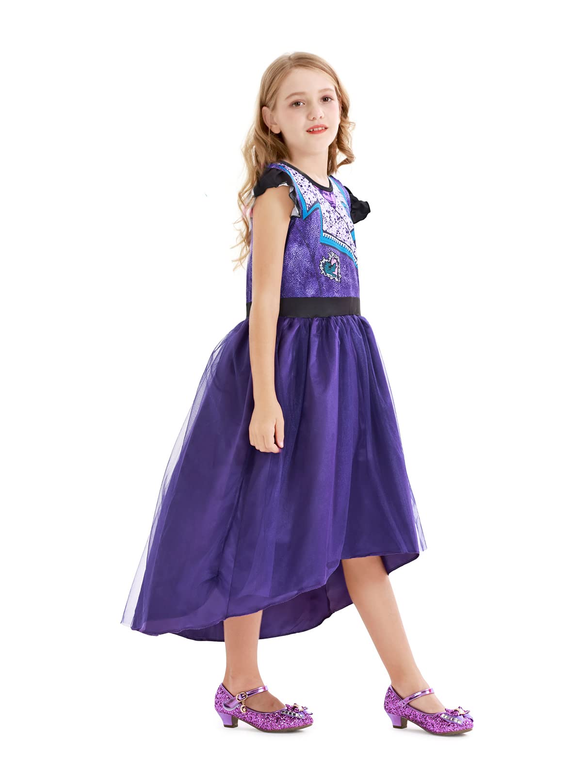 WonderBabe Girls Mal Costume - Musical Cosplay Dress with Wig for Halloween, Princess Party & Fancy Dress Up | Perfect for Halloween, Cosplay Events, Birthday Parties & Theatrical Performances