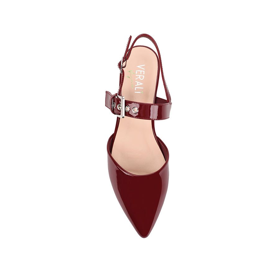 Idaho Slingback Flats - Wine Patent Leather Women's Comfortable Shoes for Work, Office & Casual Wear