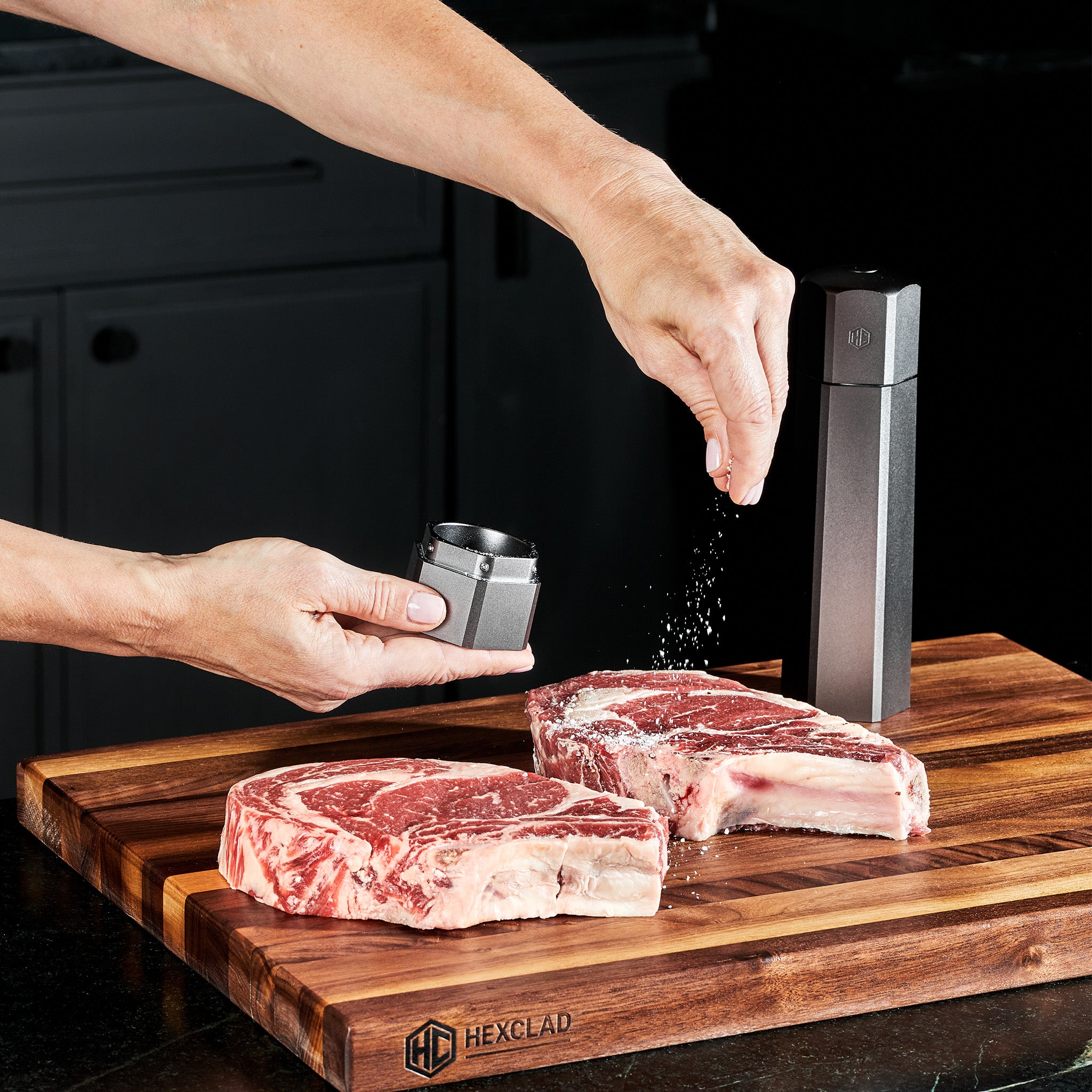 Premium HexMill Salt Grinder - Adjustable Ceramic Sea Salt Grinder for Cooking, Baking & Seasoning - Perfect for Kitchen, Dining Table & Outdoor BBQ