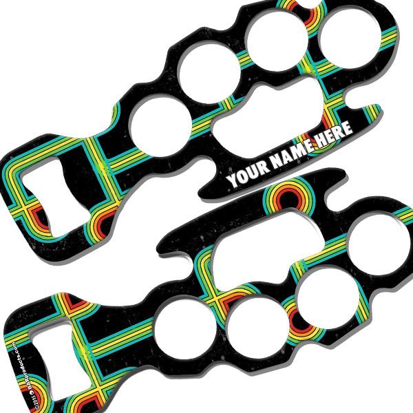 Vintage Abstract Retro Knuckle Buster Bottle Opener - Personalized with Your Name - Perfect for Home Bars, Man Caves & Gift Giving