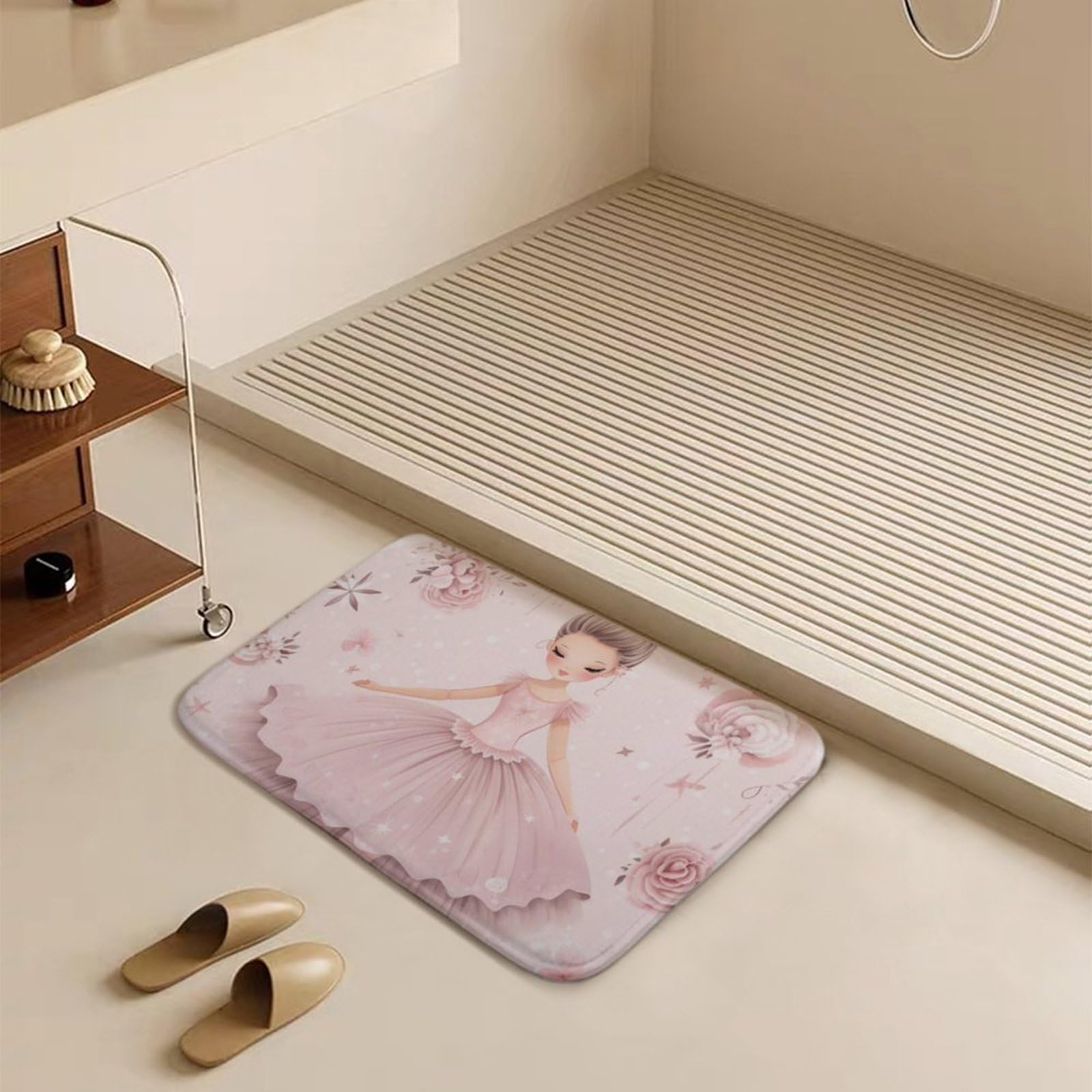 Non-Slip Ballerina Bath Mat for Girls - Cute Princess Dancer Skirt Design, 16