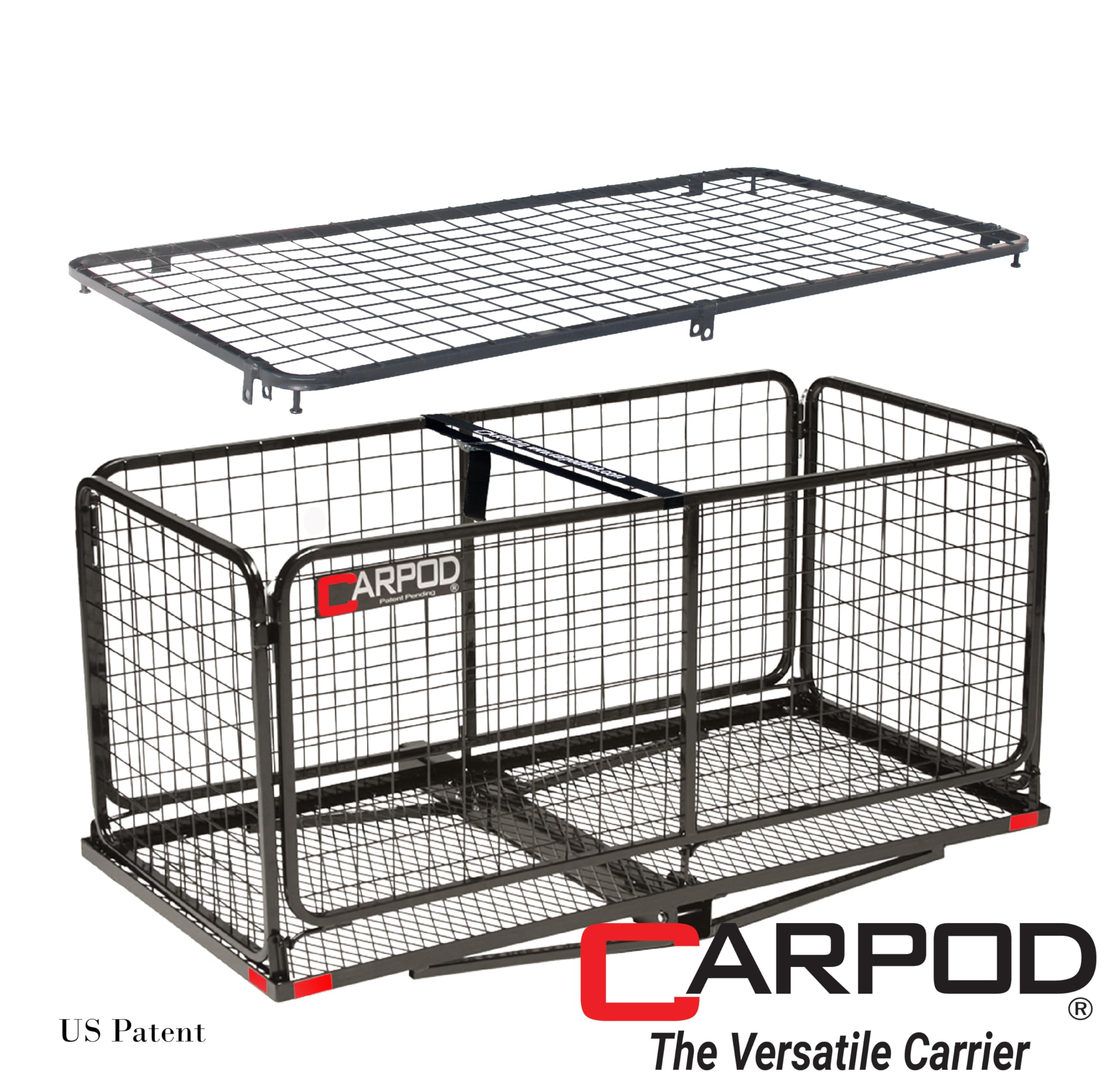 Lockable Carpod Cargo Carrier Hitch Basket - 14 cu ft Storage, 450 lb Capacity | Durable Galvanized Steel Frame | Folds Flat for Easy Storage | True 2