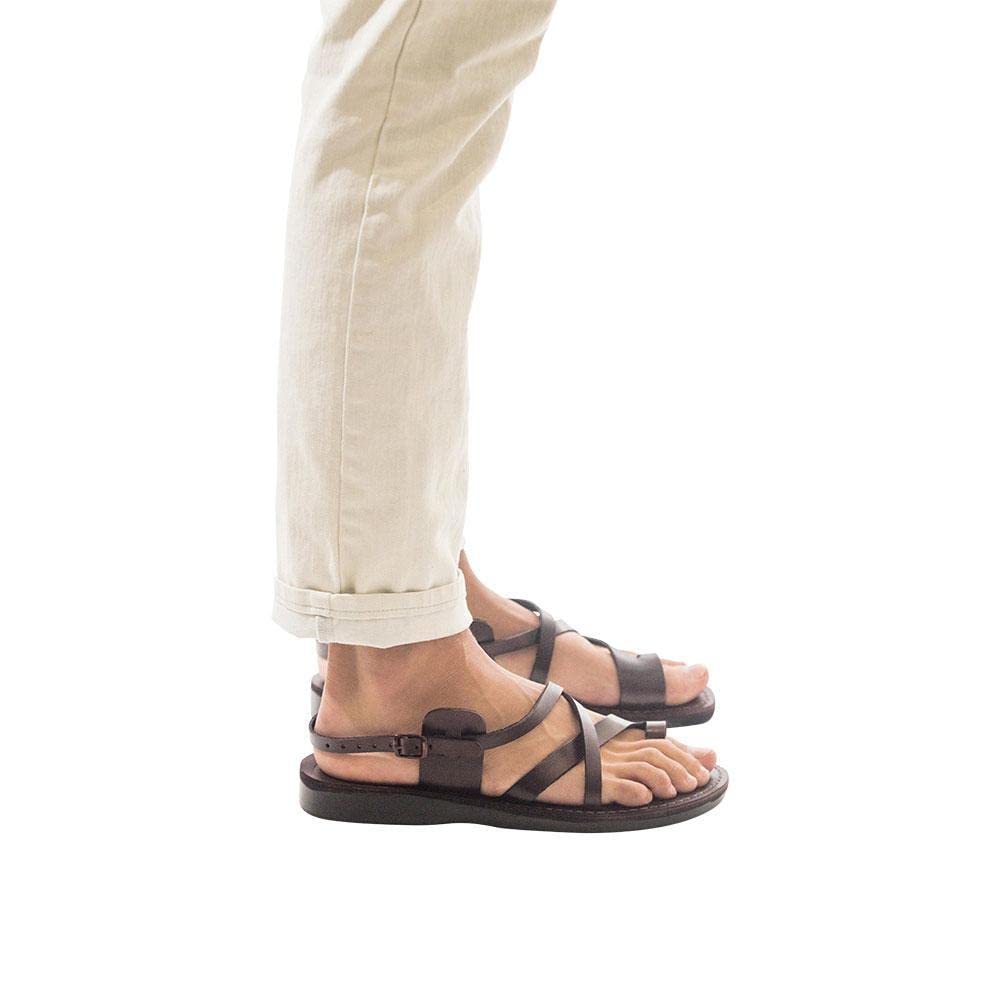 **The Good Shepherd Buckle - Premium Leather Toe Loop Sandals for Men - Comfortable & Stylish for Beach, Travel & Casual Wear**